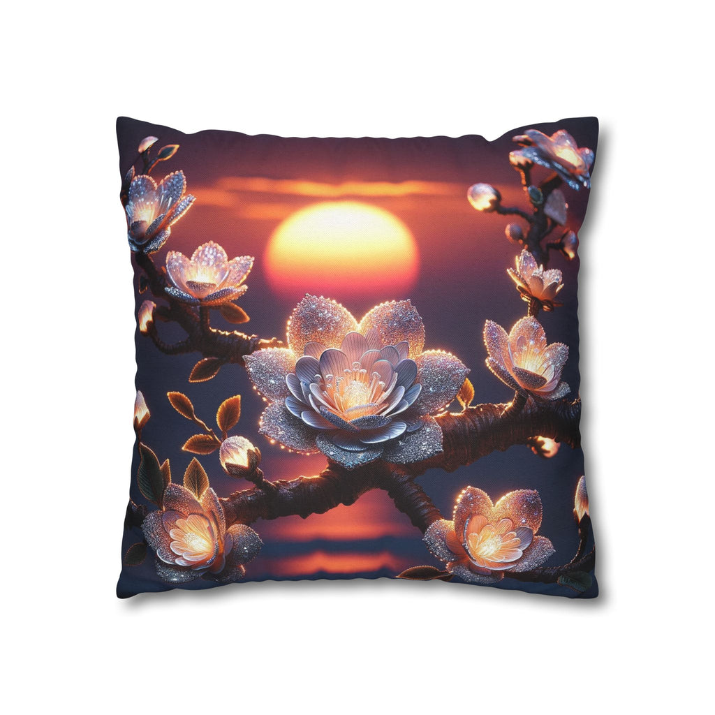 White flowers in the night - Polyester Square Pillowcase