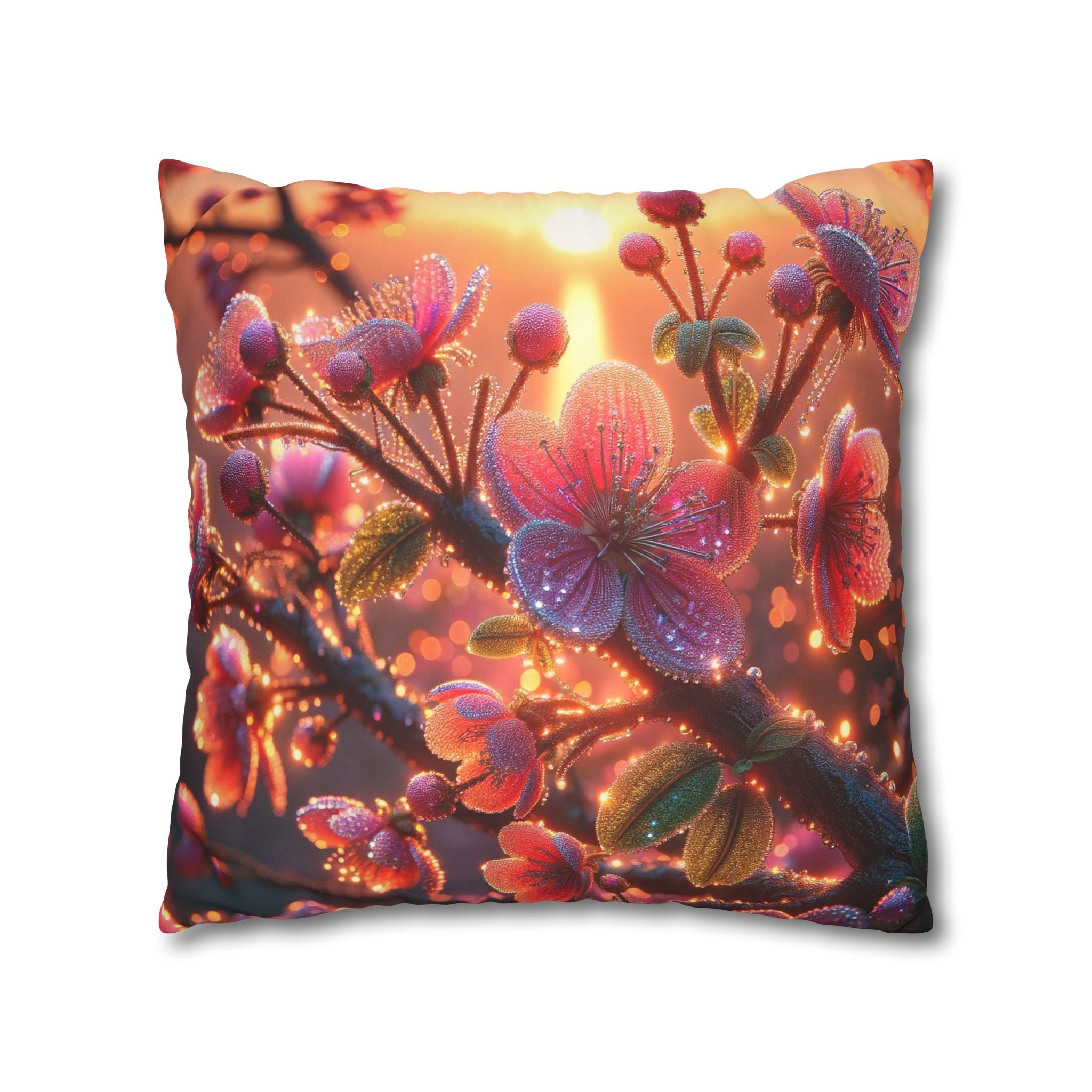 Pink diamond flowers - Suede Square Pillowcase