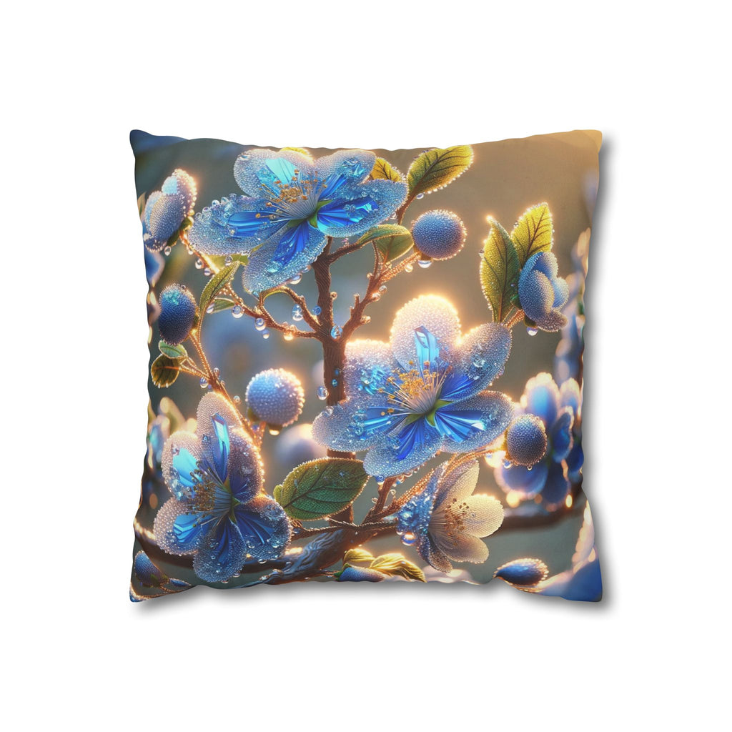 White-blue flowers - Suede Square Pillowcase
