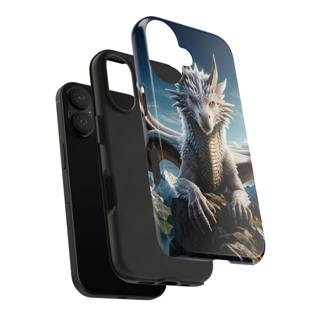 White dragon on a rock - Tough Phone Case