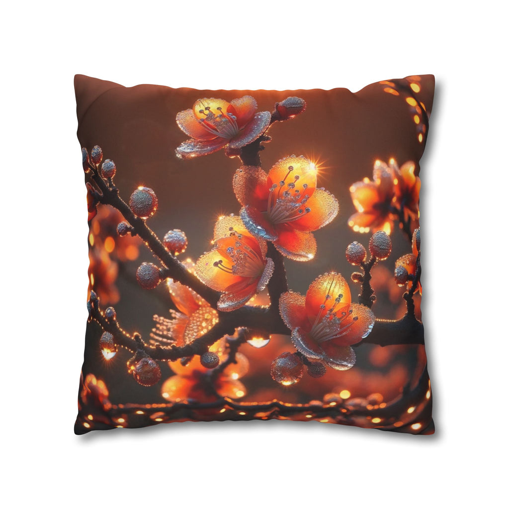 Orange-red flowers - Suede Square Pillowcase