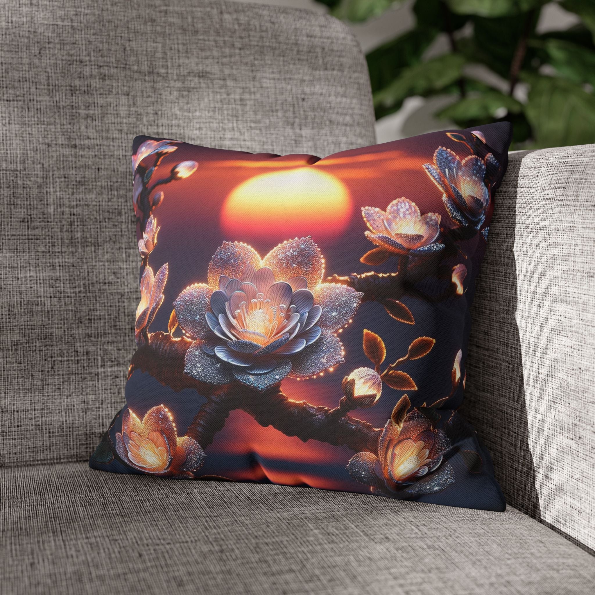 White flowers in the night - Polyester Square Pillowcase