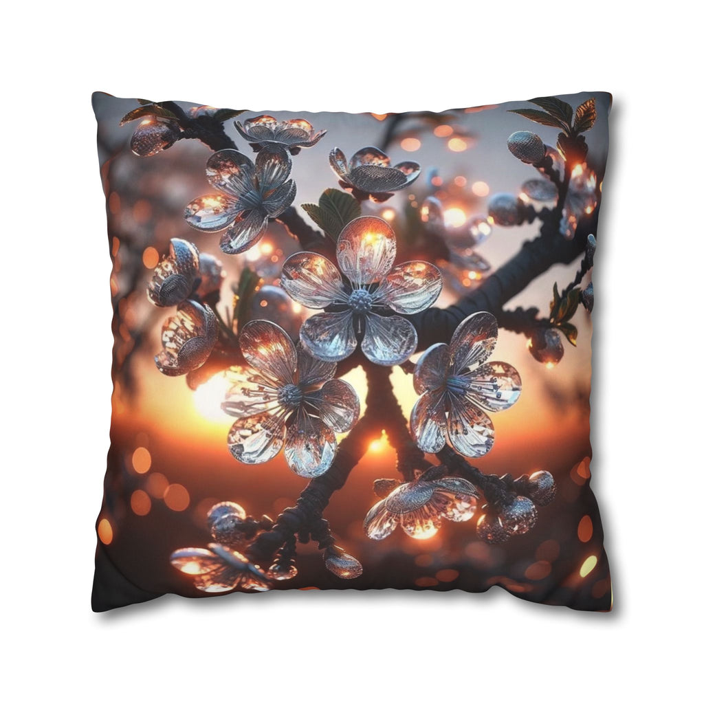 White, diamond flowers (in the evening) - Suede Square Pillowcase