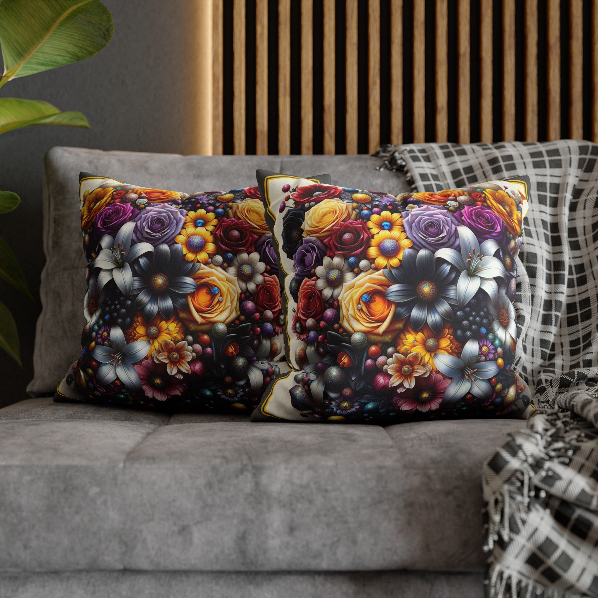 Colourful Bouquet (3) - Suede Square Pillowcase