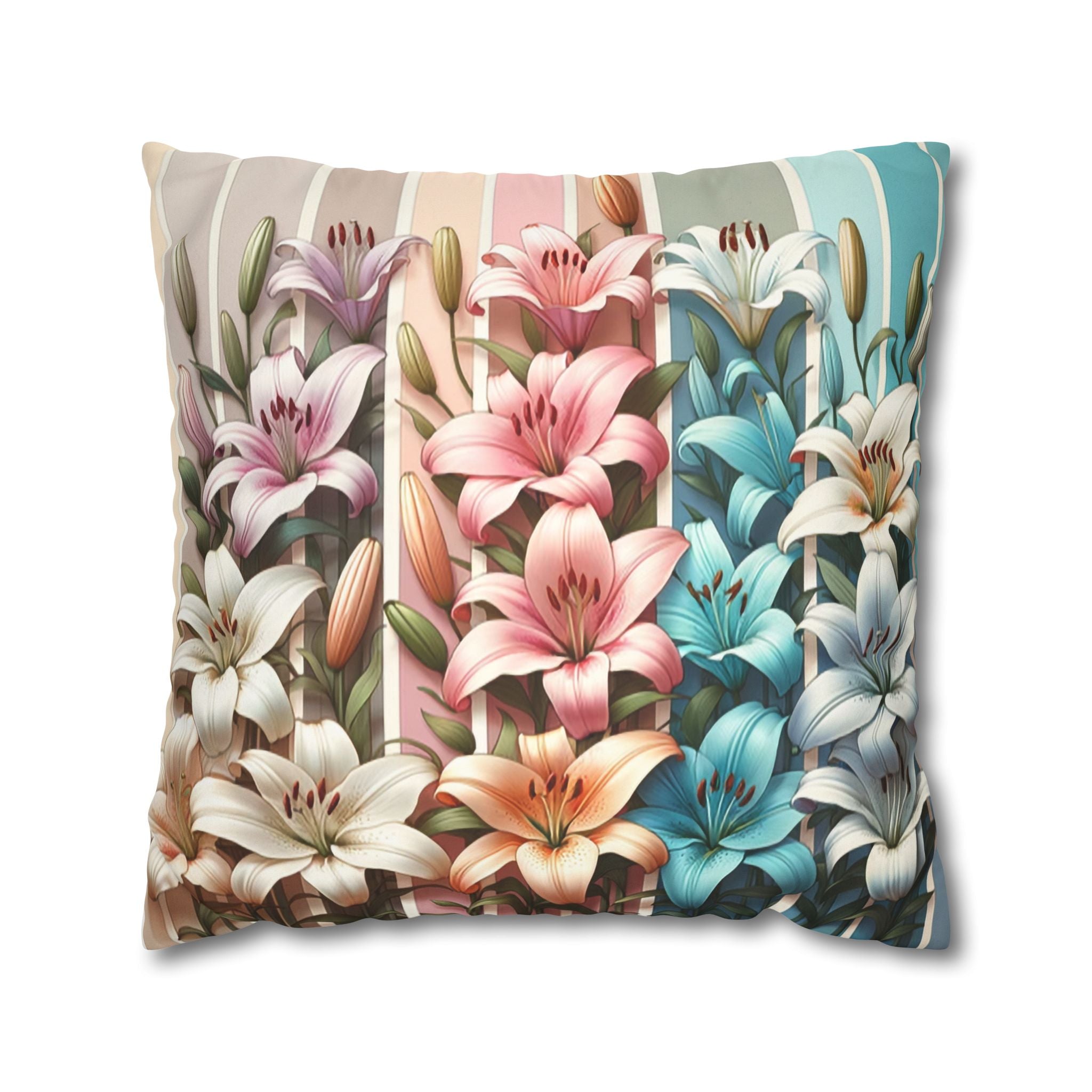 Lilies (in columns) - Suede Square Pillowcase