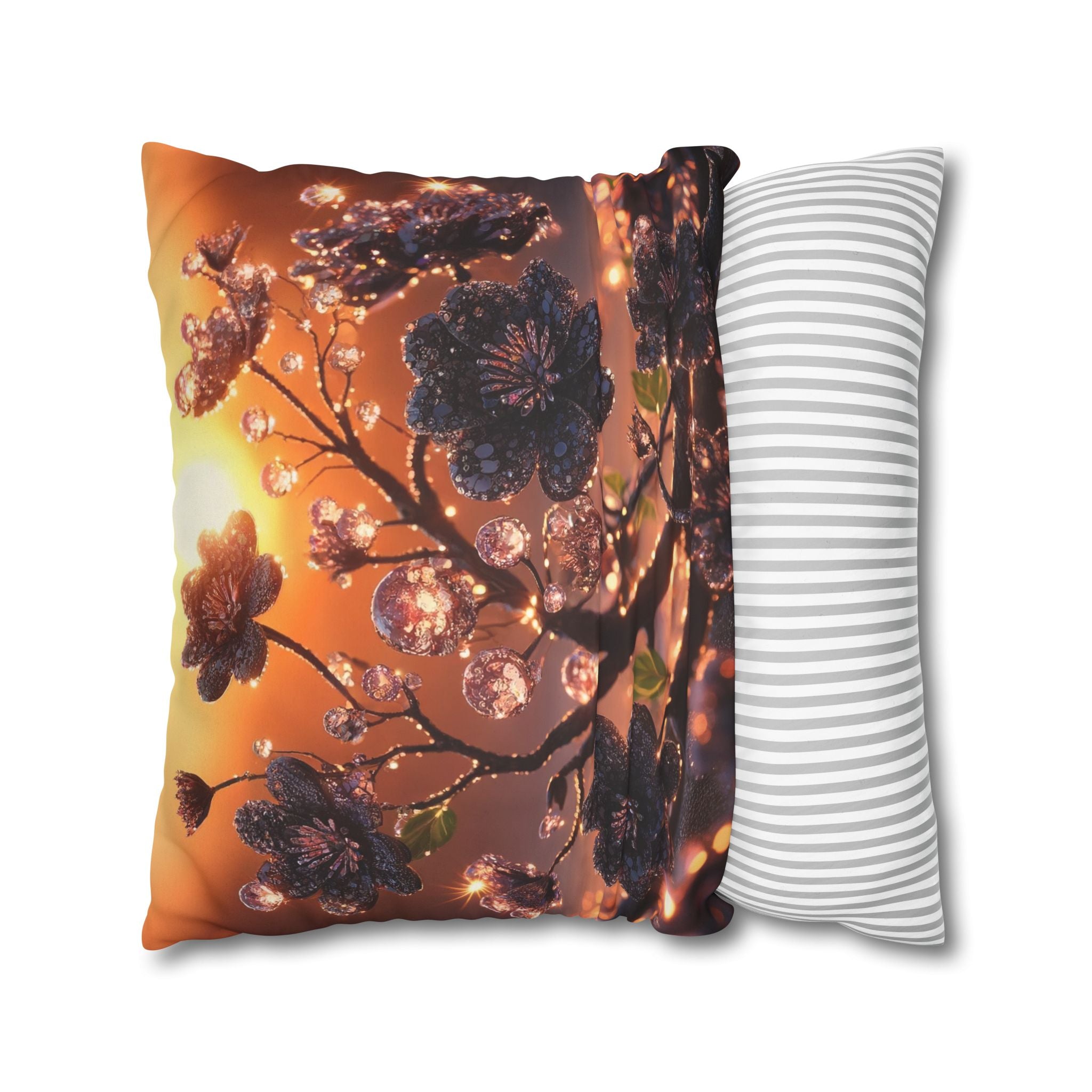Black diamond flowers (in sunset) - Suede Square Pillowcase