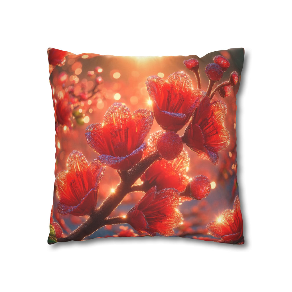 Red diamond flowers (in sunset) - Suede Square Pillowcase