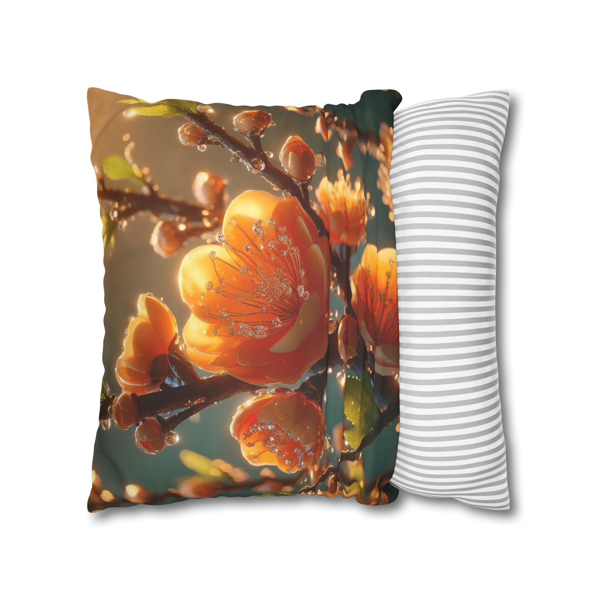 Orange coloured flowers  - Suede Square Pillowcase