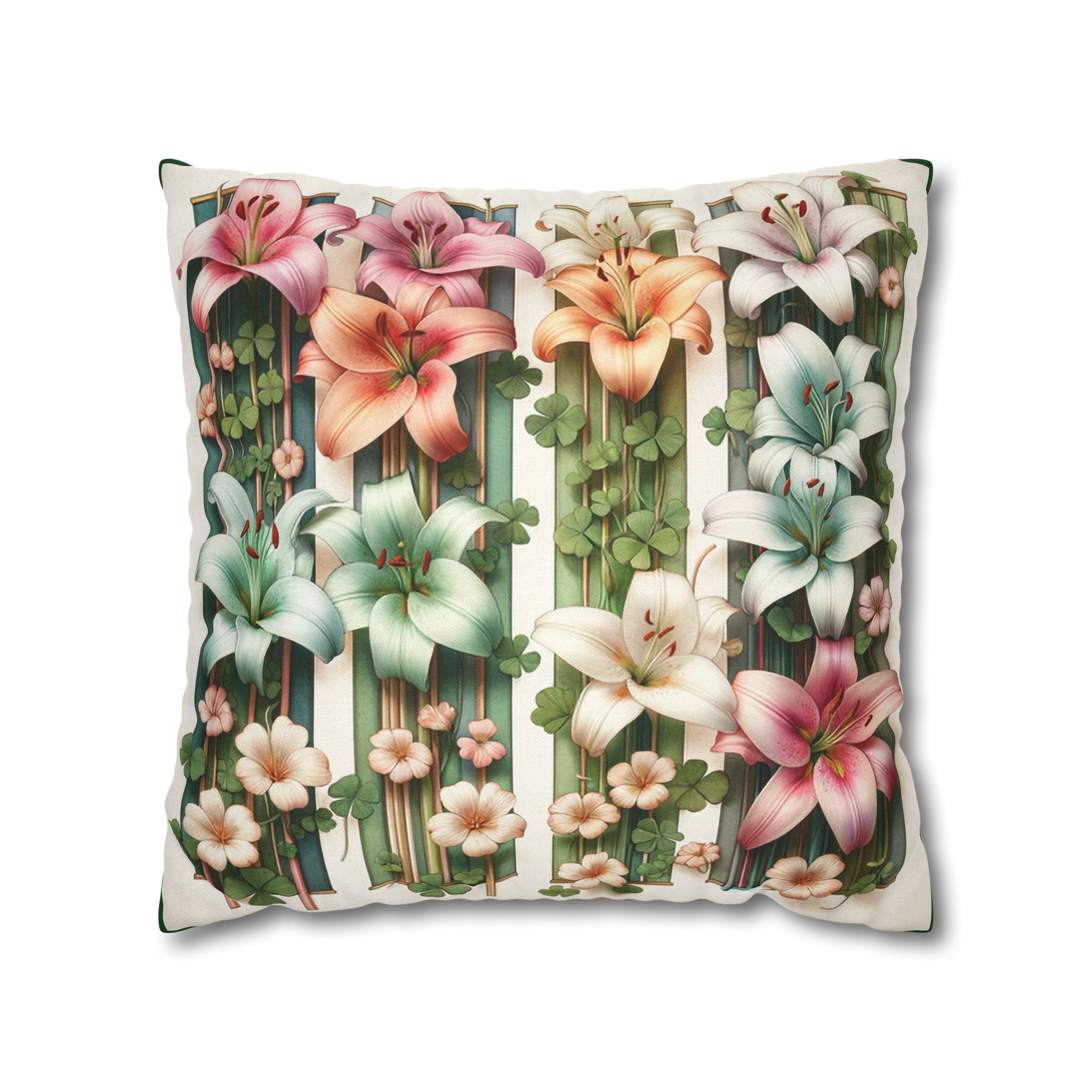 Lilies with little leaves - Polyester Square Pillowcase