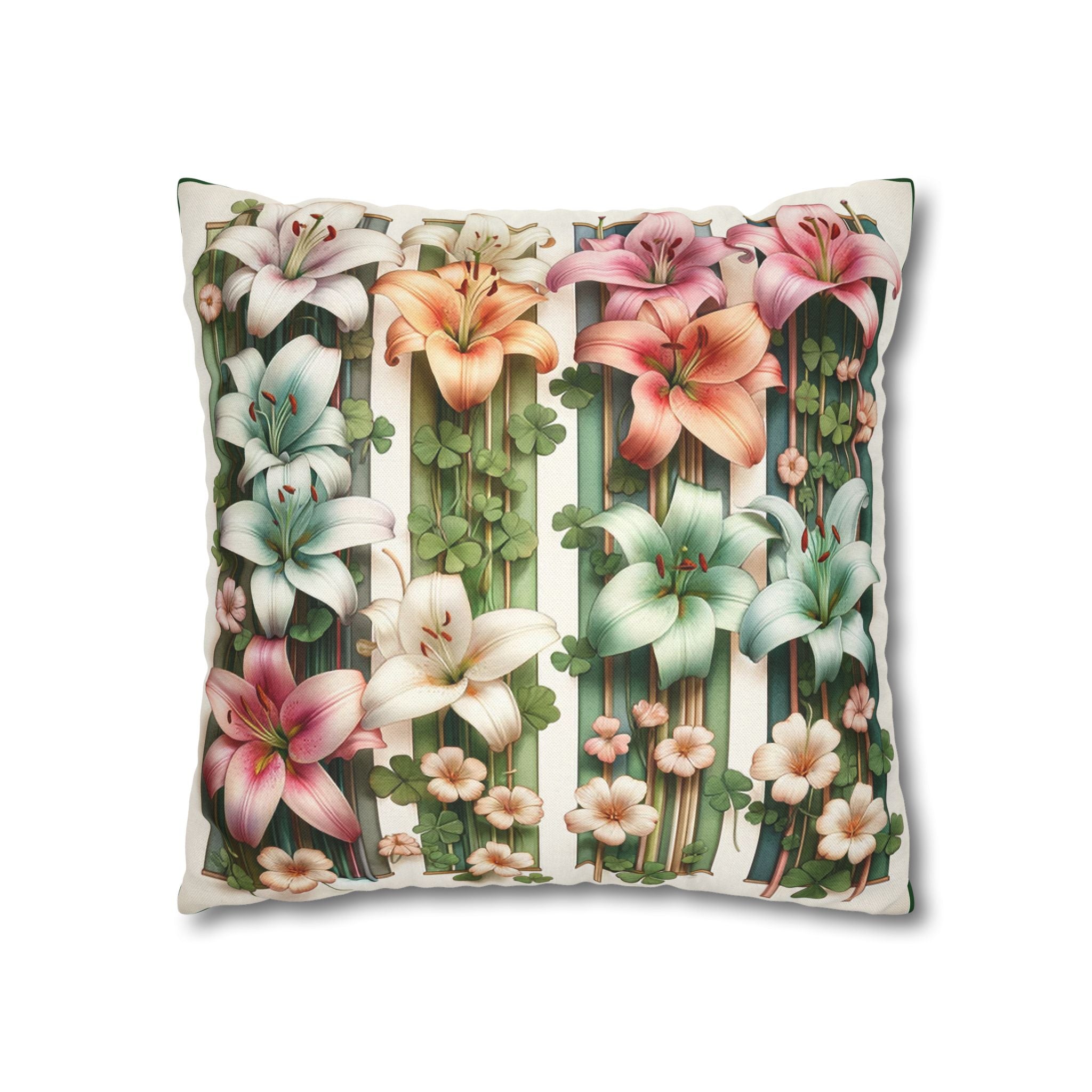 Lilies with little leaves - Polyester Square Pillowcase