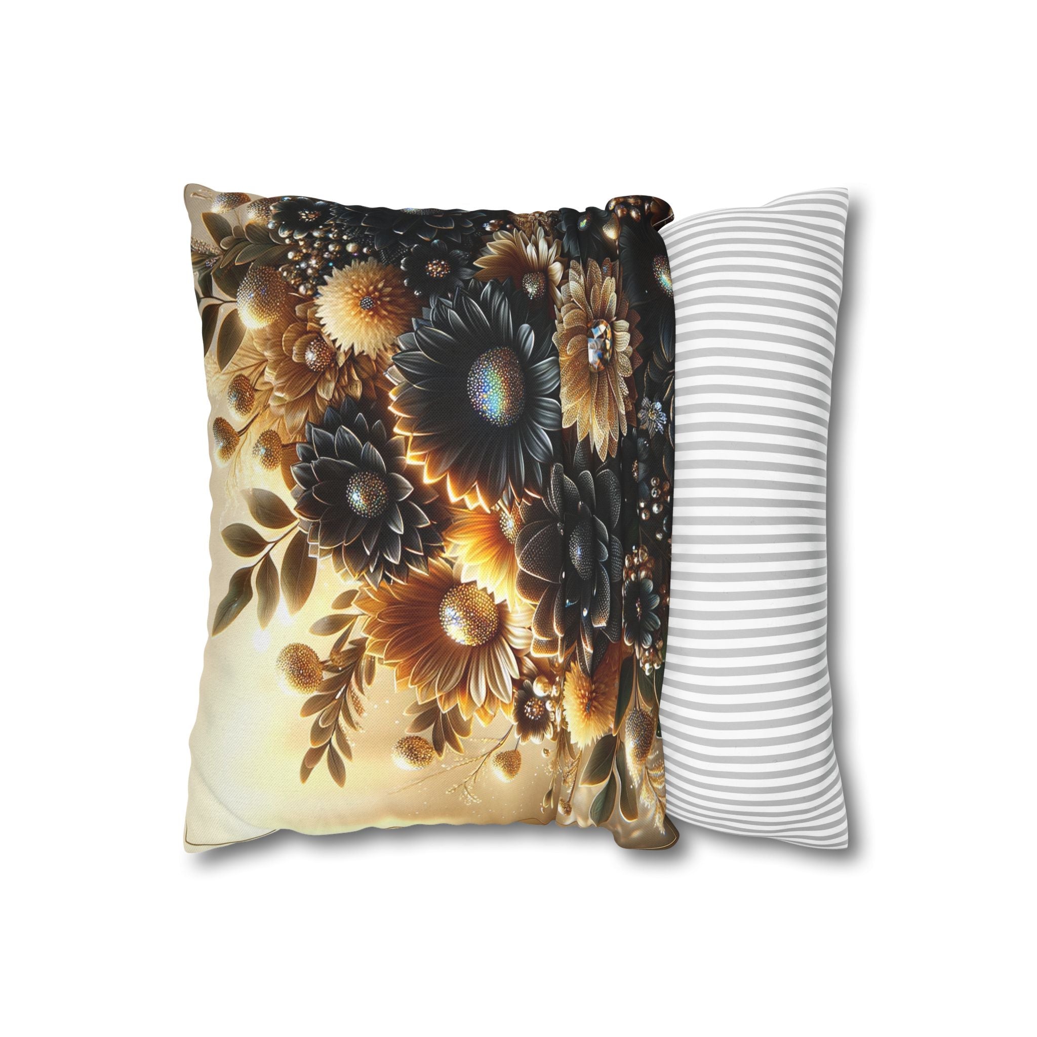 Black-golden Bouquet (2) - Polyester Square Pillowcase