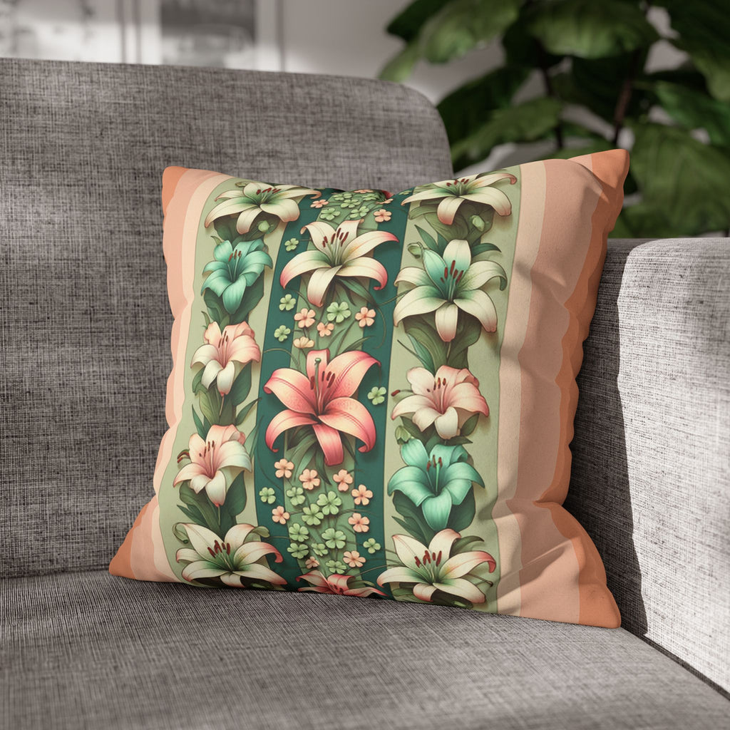 Pastel coloured Lilies - Suede Square Pillowcase