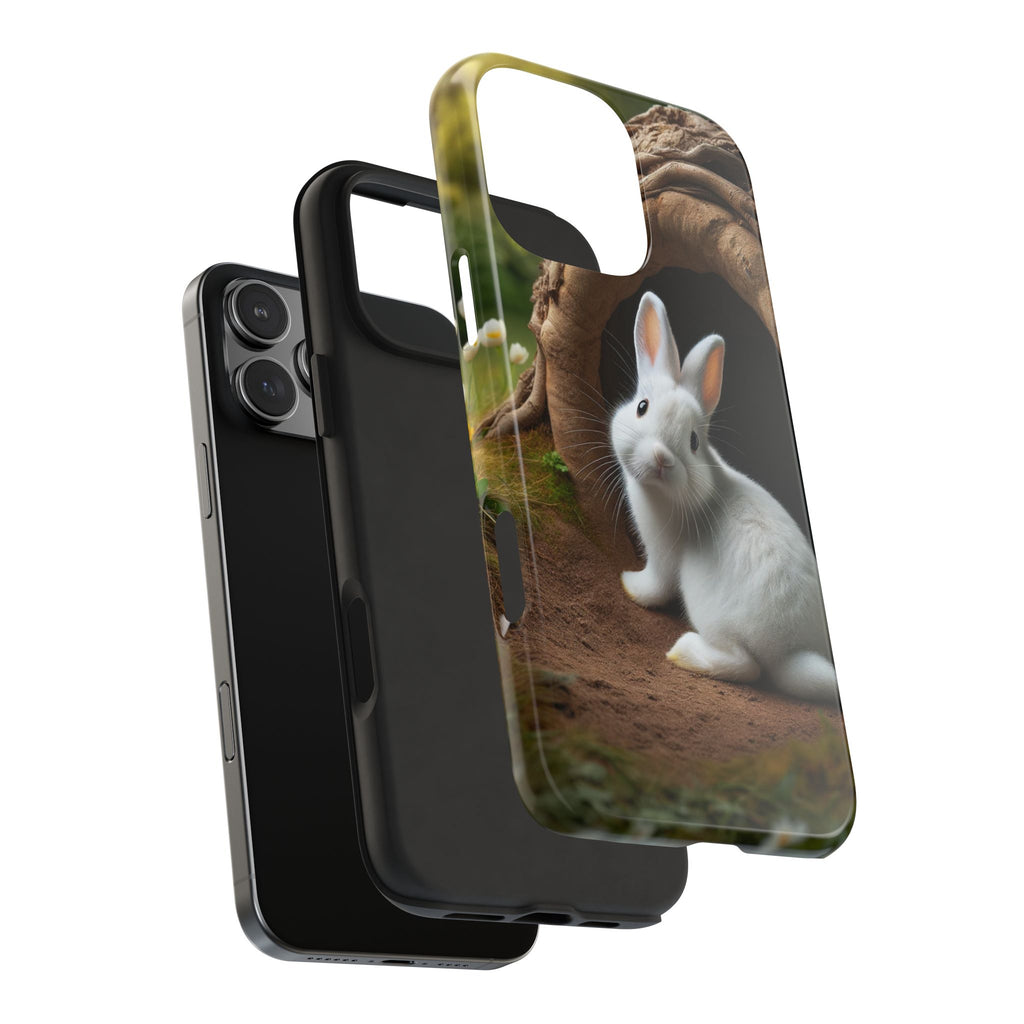 White curious rabbit - Tough Phone Case