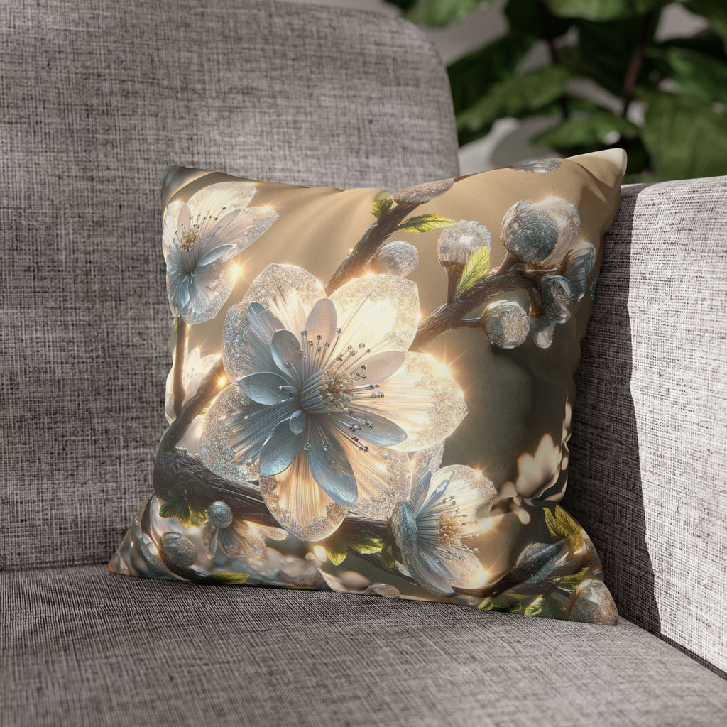 Big silver and white flowers - Suede Square Pillowcase