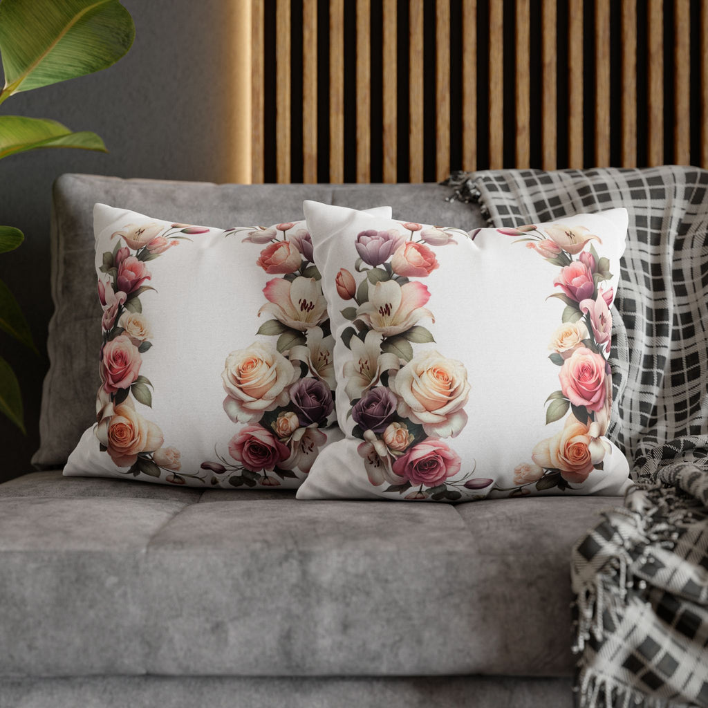 Roses on white background - Polyester Square Pillowcase