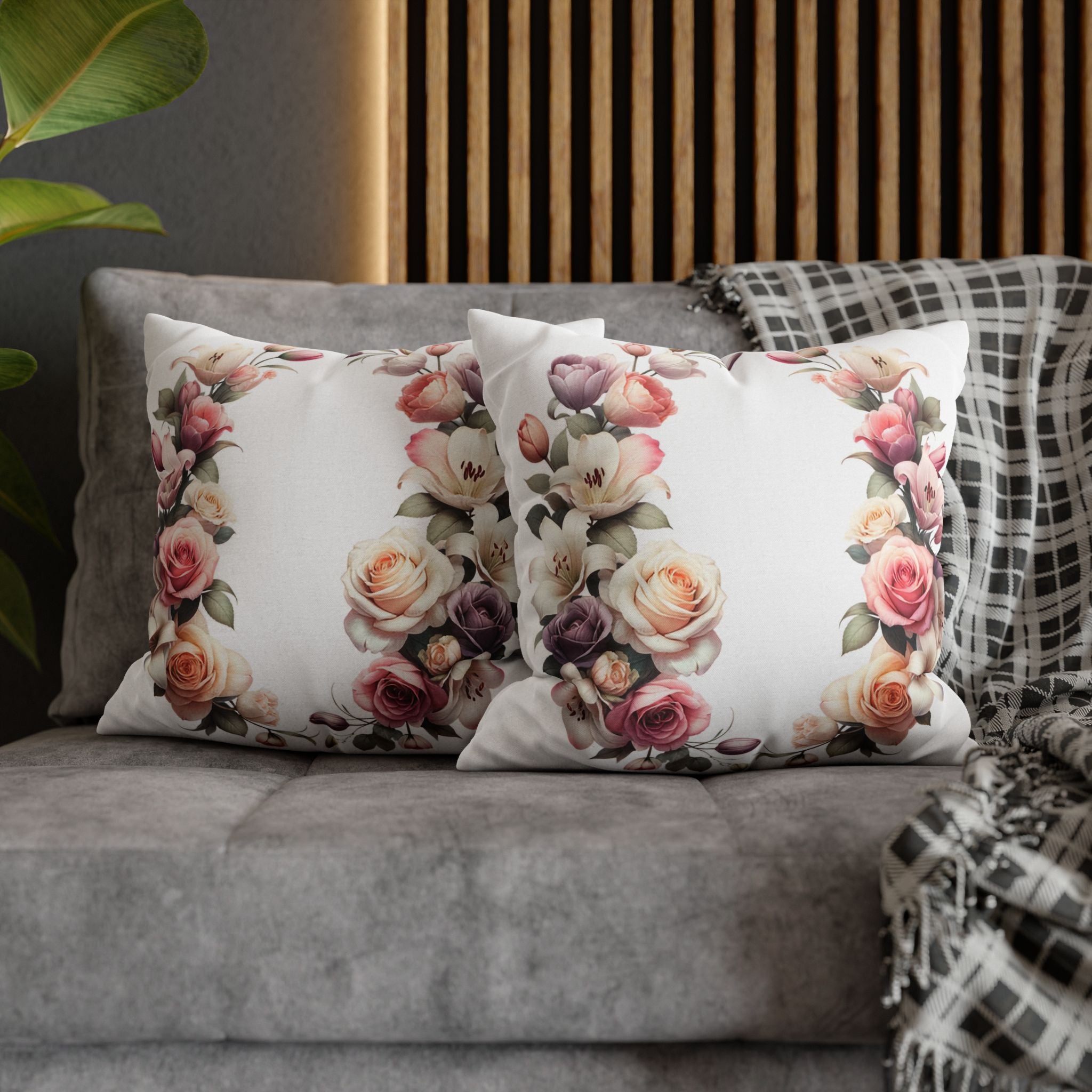 Roses on white background - Polyester Square Pillowcase