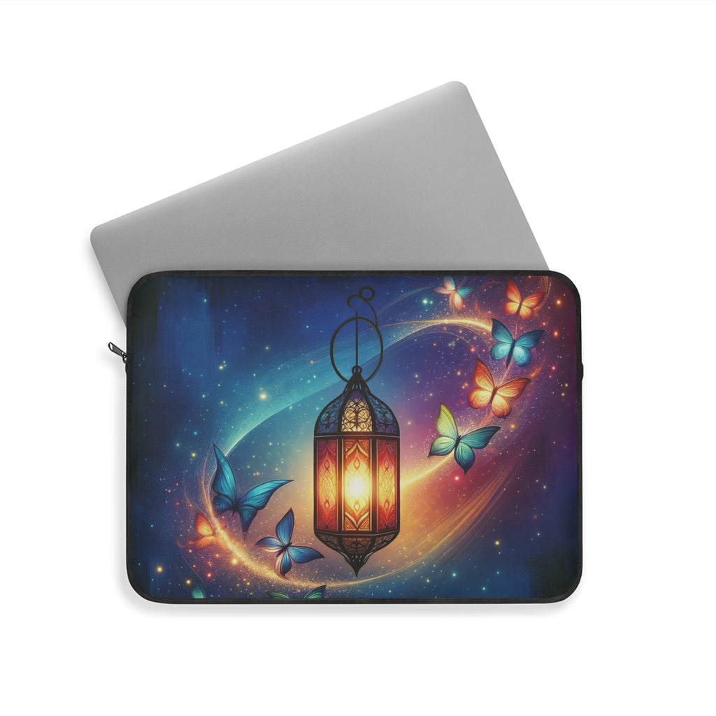 Colourful butterflies around an oil lamp - Laptop Sleeve