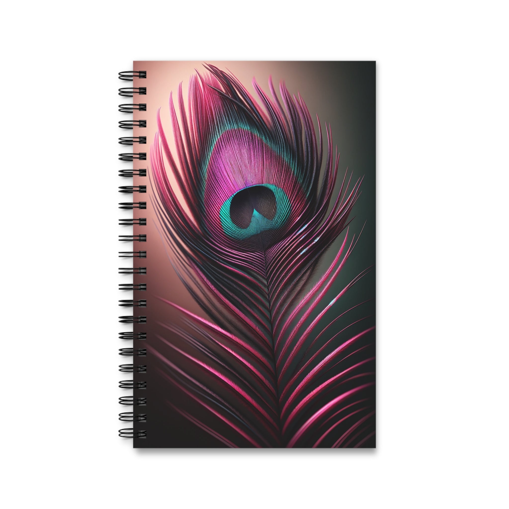 Fantasy Peacock Feather Fuchsia-Black - Spiral Journal