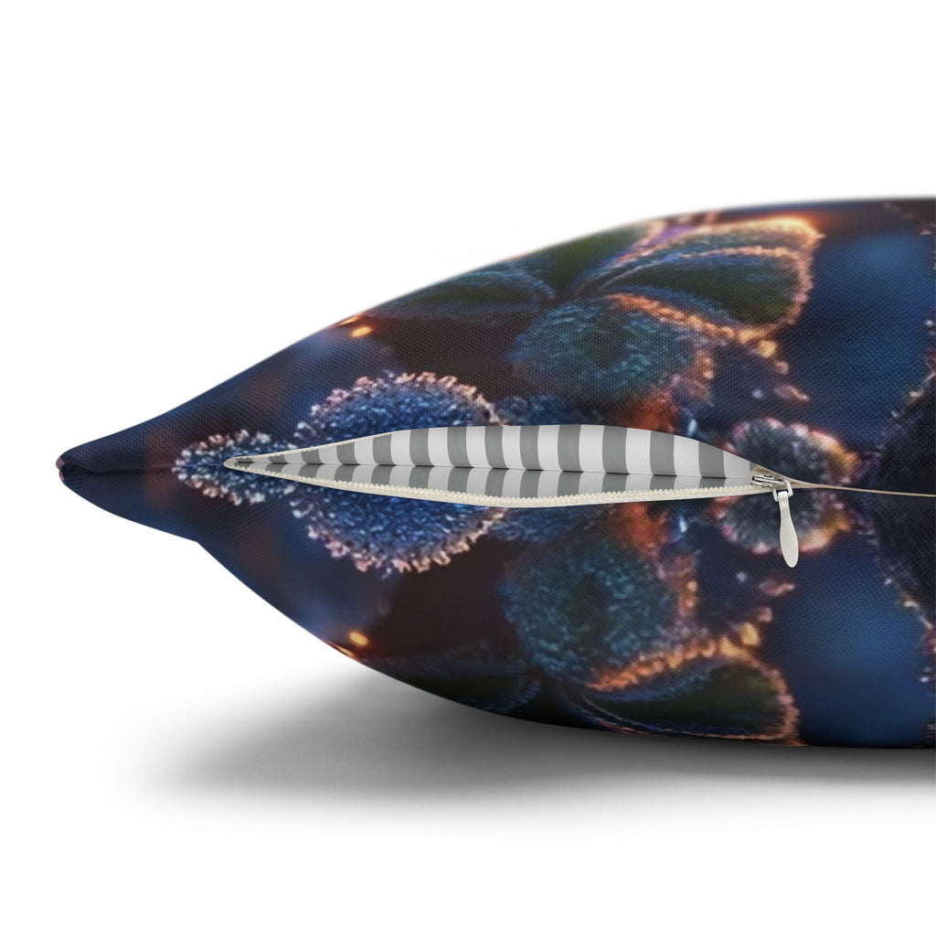 Pillowcase with Blue Flowers and Diamonds