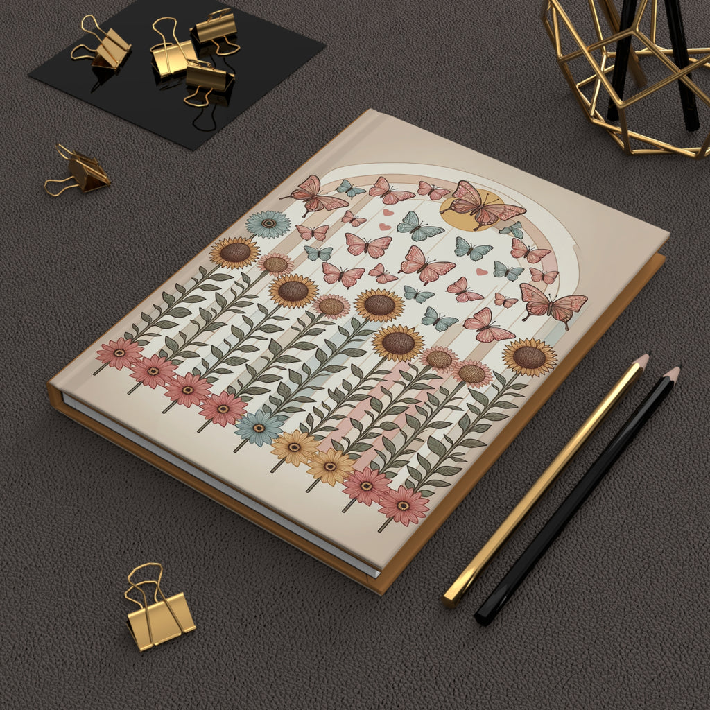 Sunflowers and butterflies 1 - Hardcover Notebook