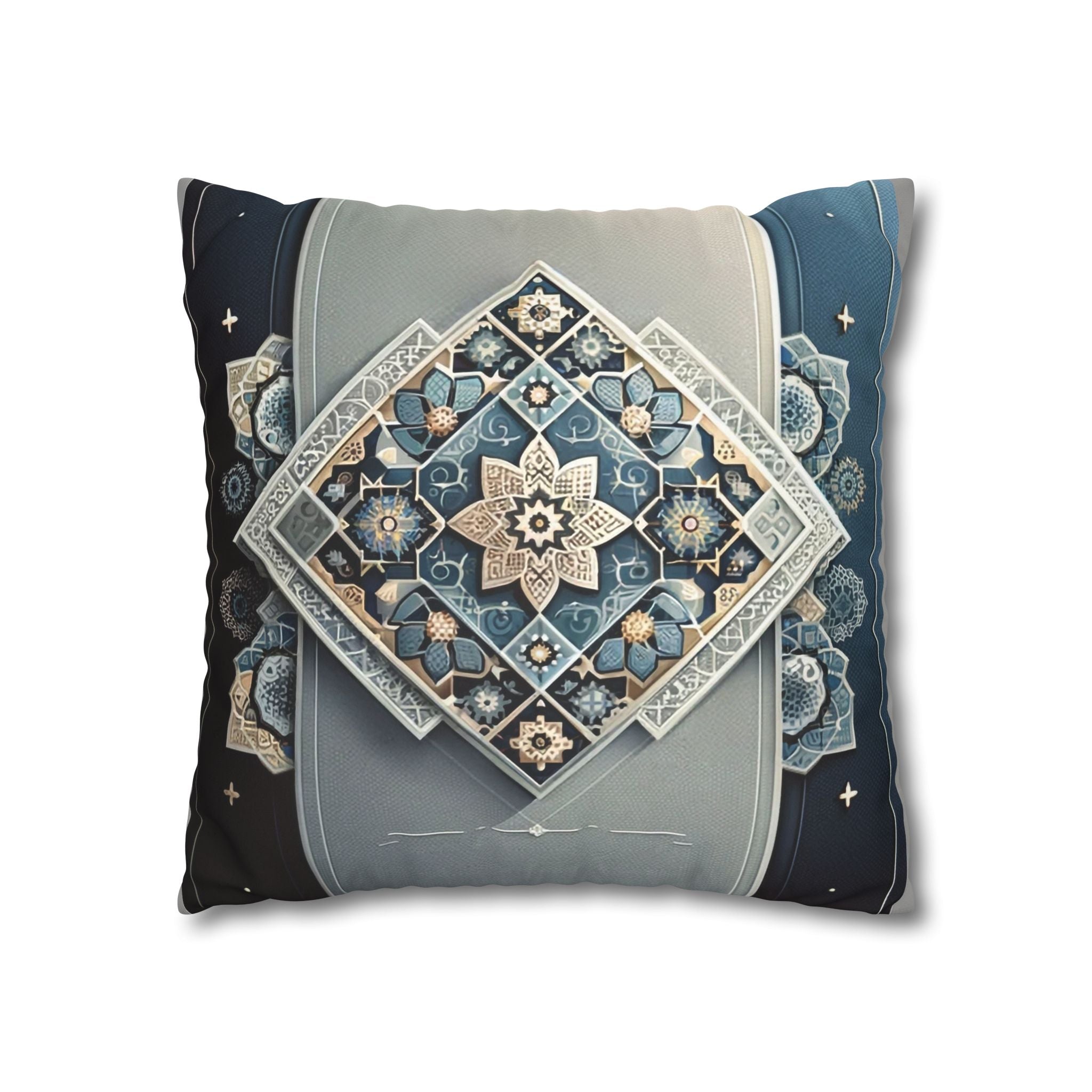 Islamic Art (blue-grey) - Suede Square Pillowcase