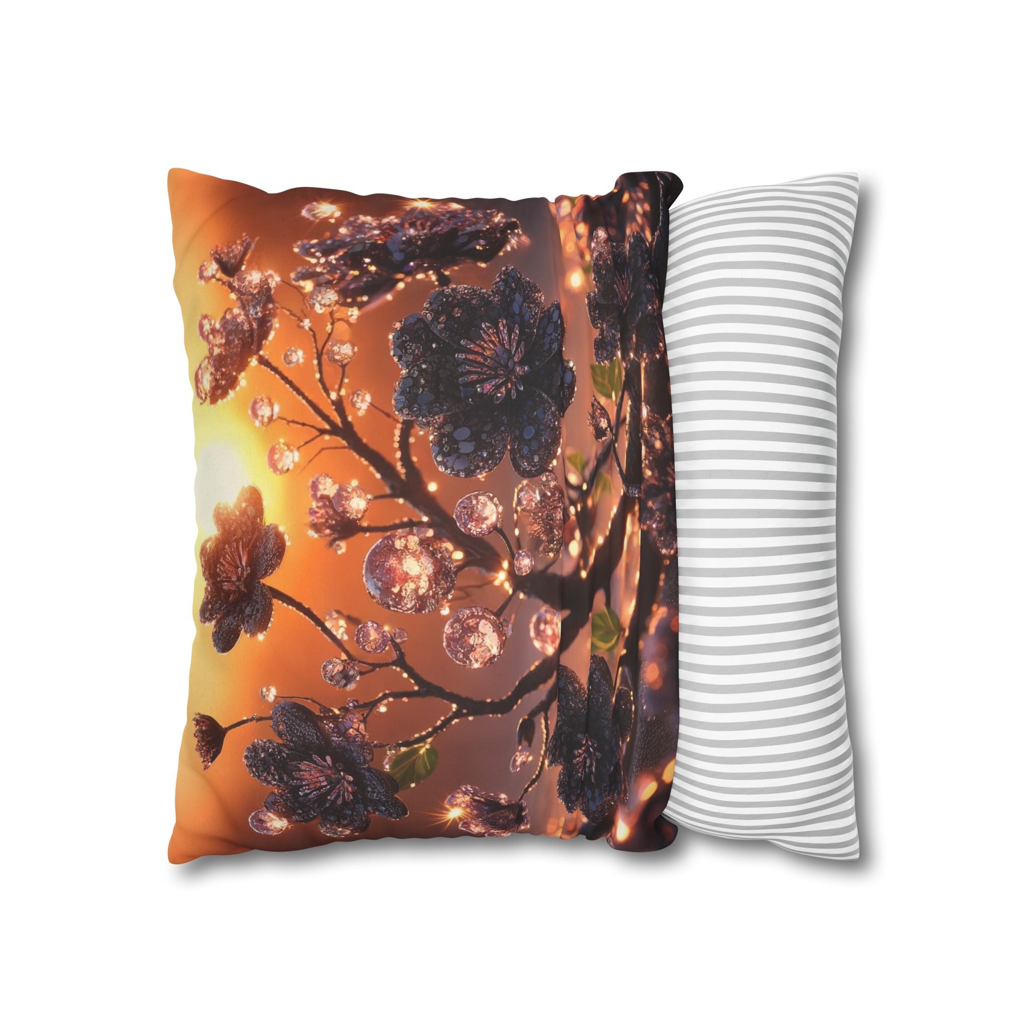 Black diamond flowers (in sunset) - Suede Square Pillowcase