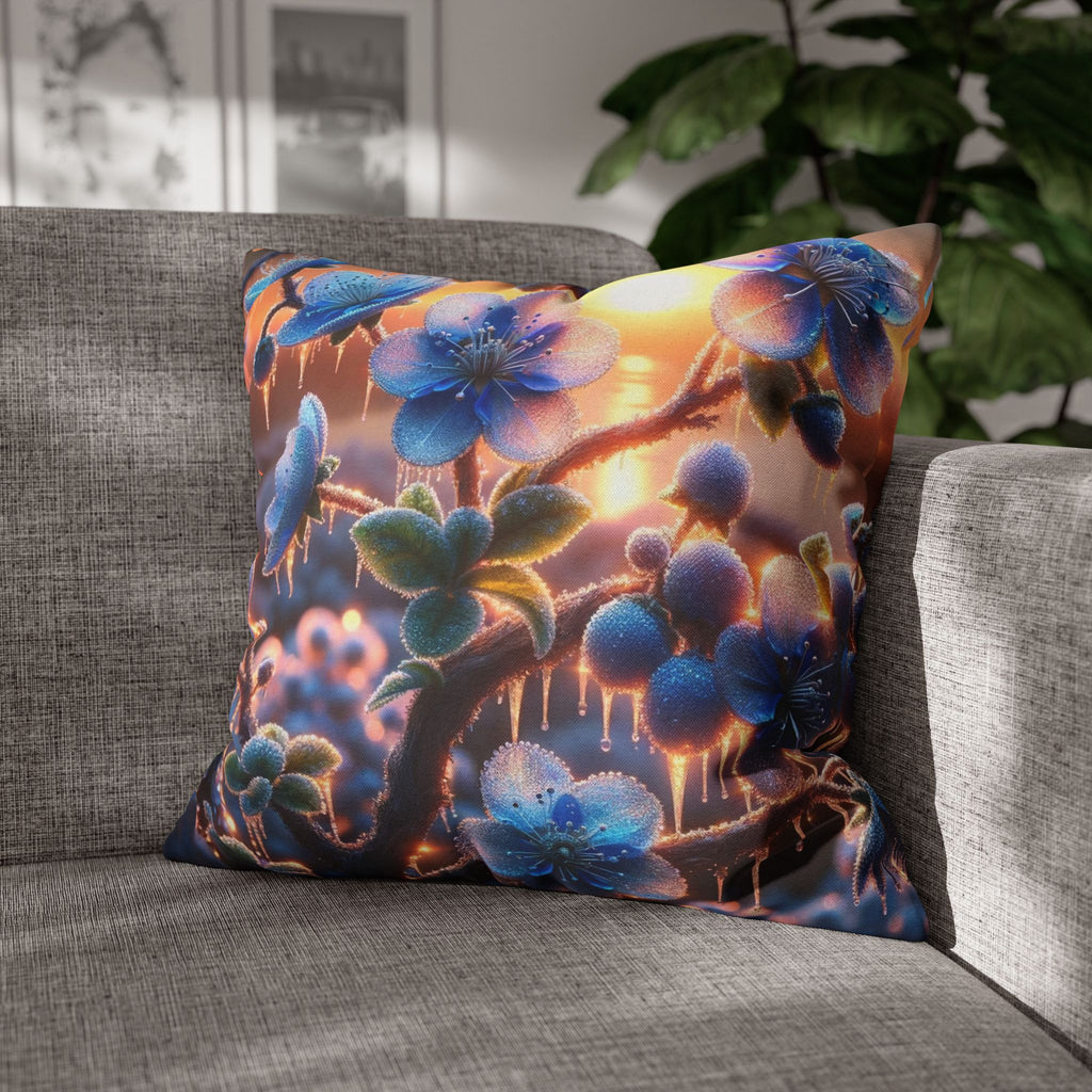 Pillowcase with Blue Flowers and Diamonds