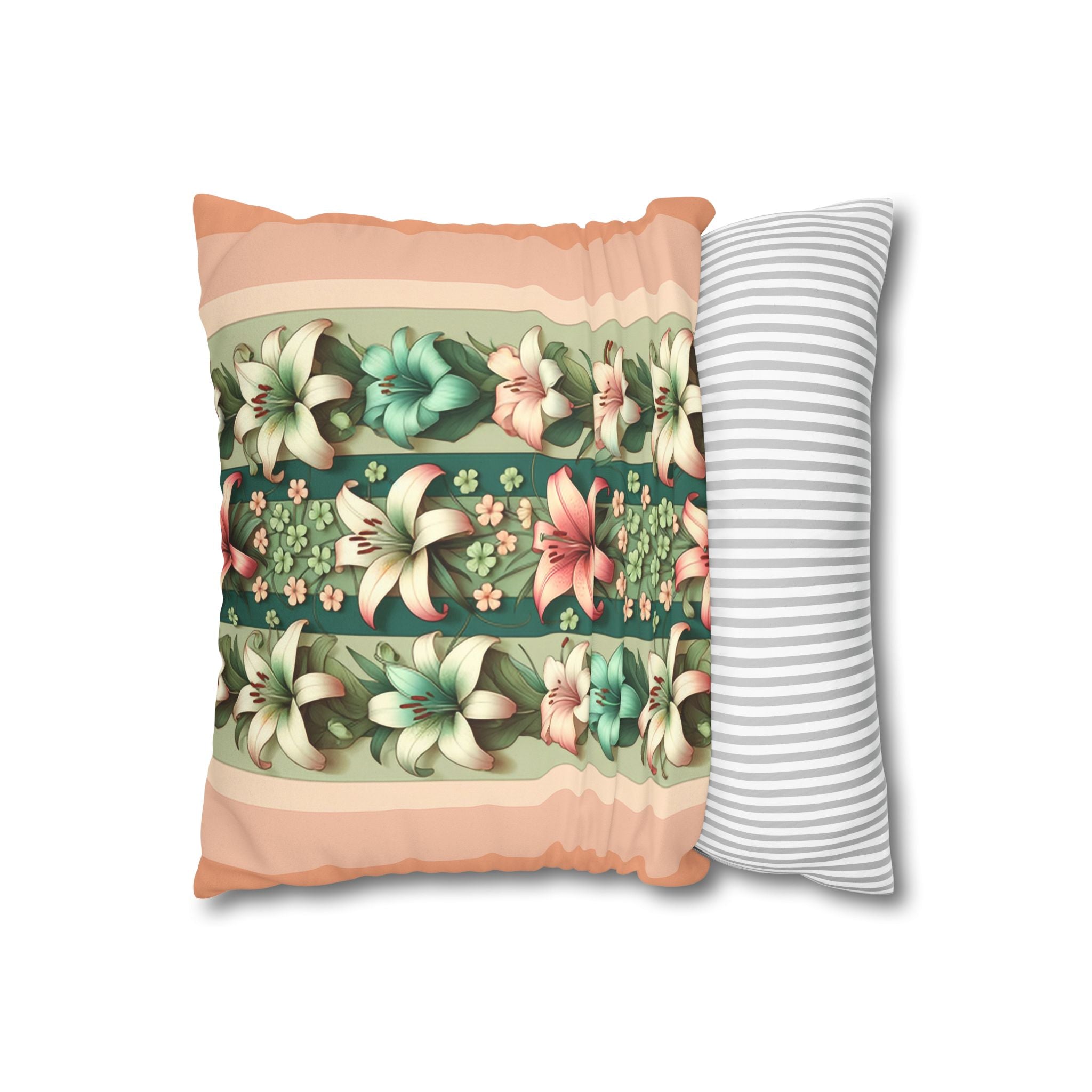 Pastel coloured Lilies - Suede Square Pillowcase