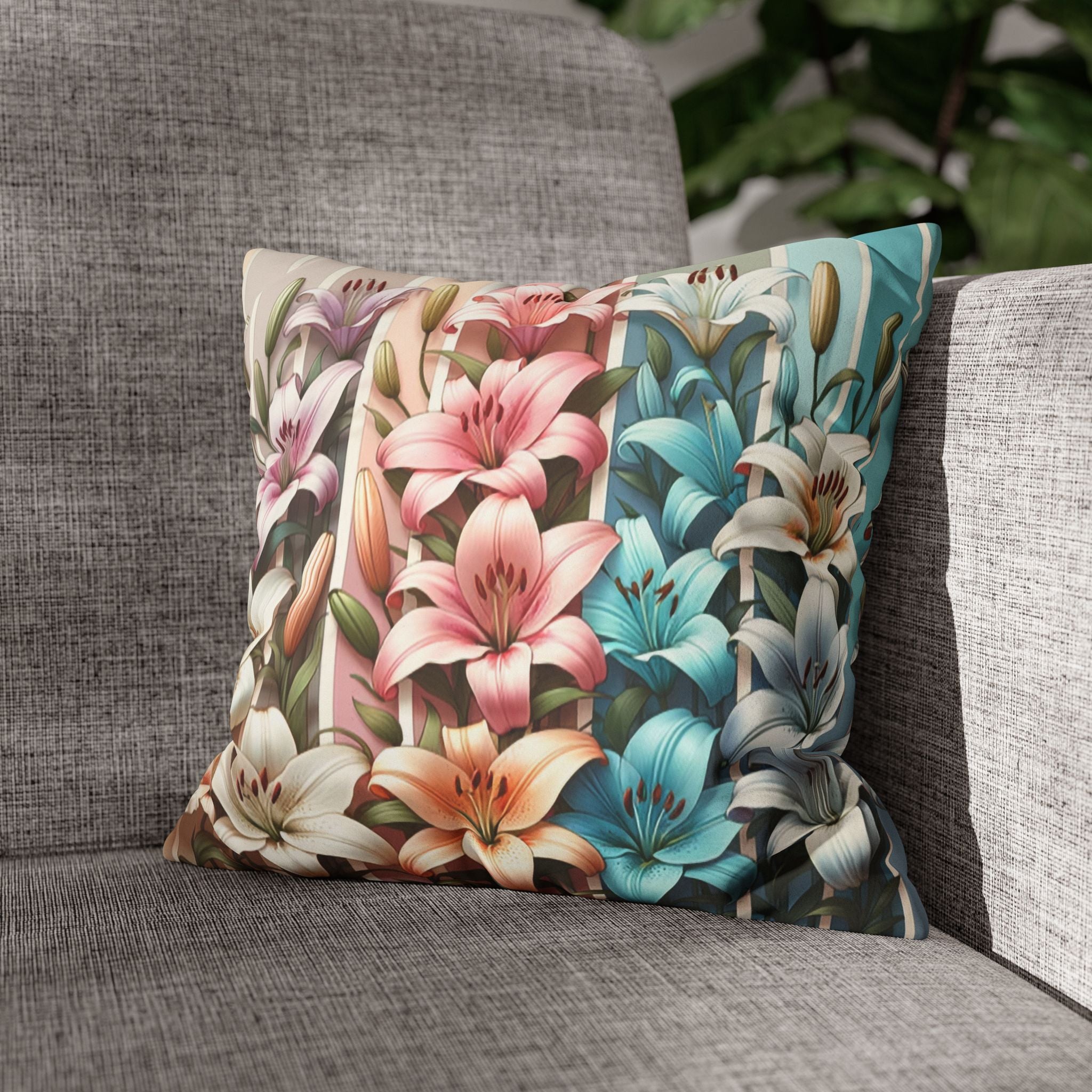 Lilies (in columns) - Suede Square Pillowcase