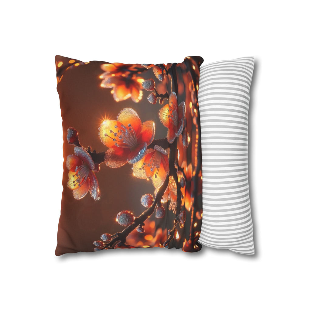 Orange-red flowers - Suede Square Pillowcase