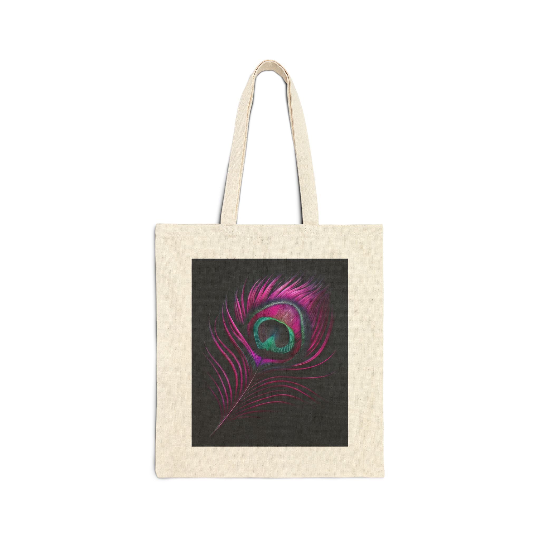 Vibrant Peacock Feather - Cotton Canvas Tote Bag
