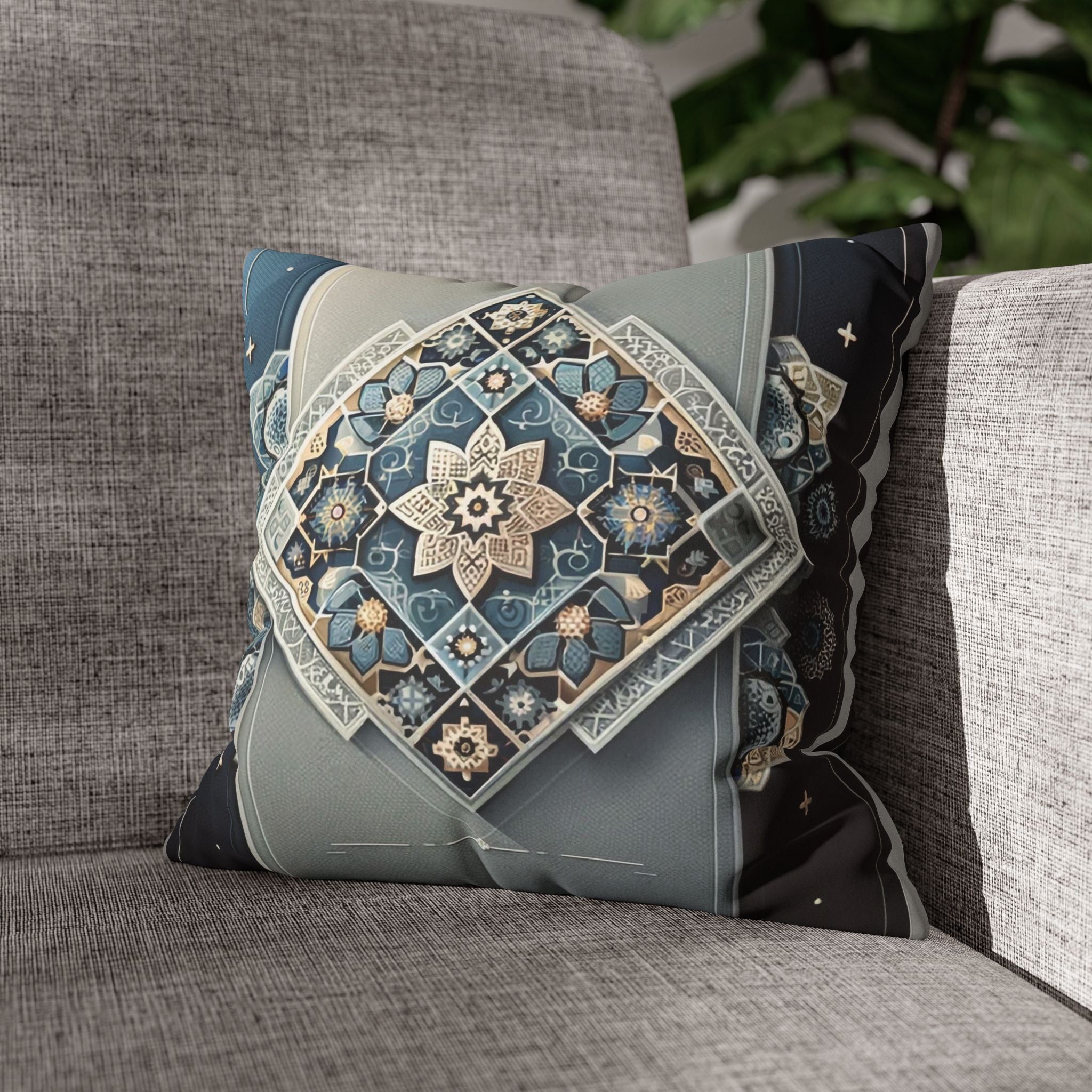 Islamic Art (blue-grey) - Suede Square Pillowcase