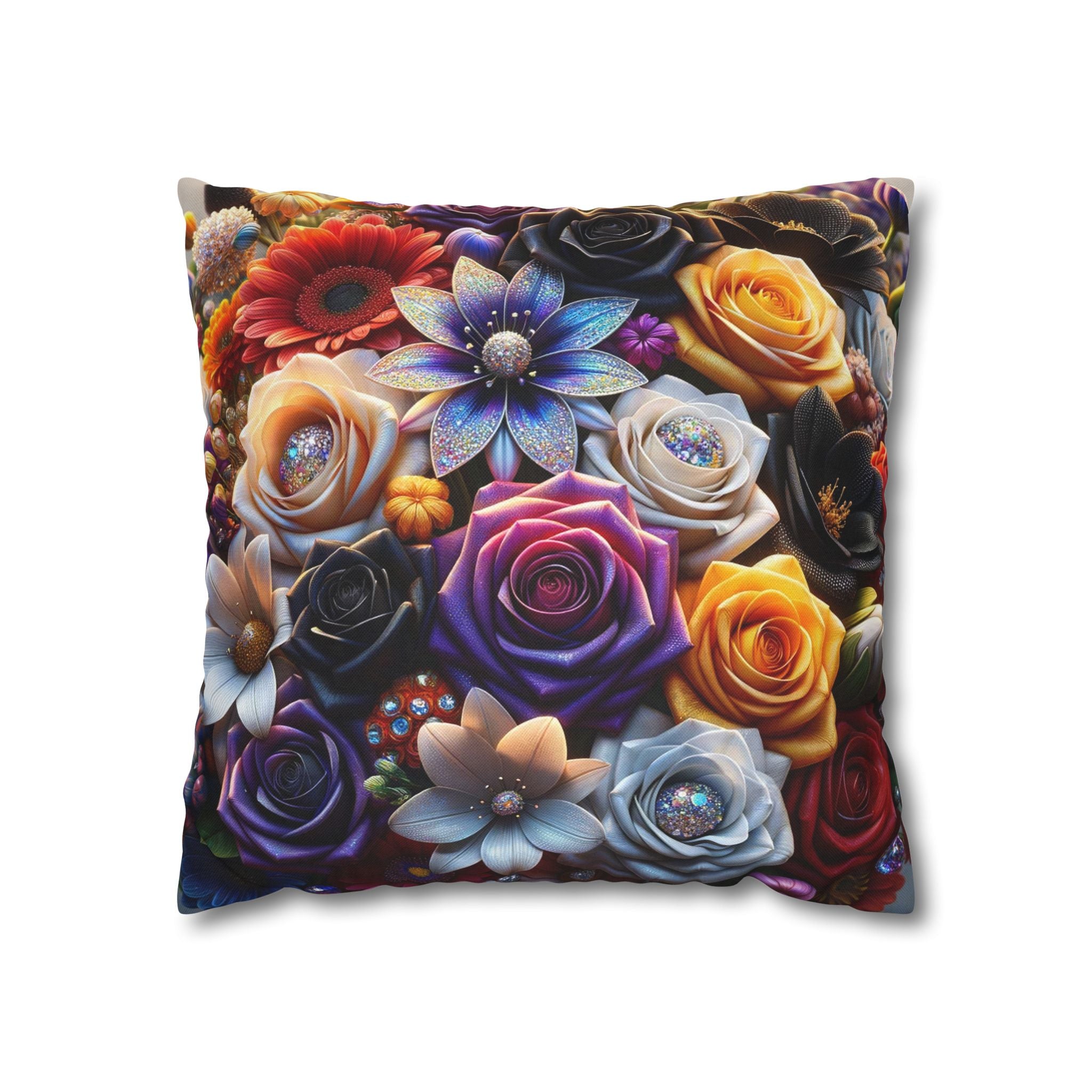 Colourful Bouquet (big flowers) - Polyester Square Pillowcase