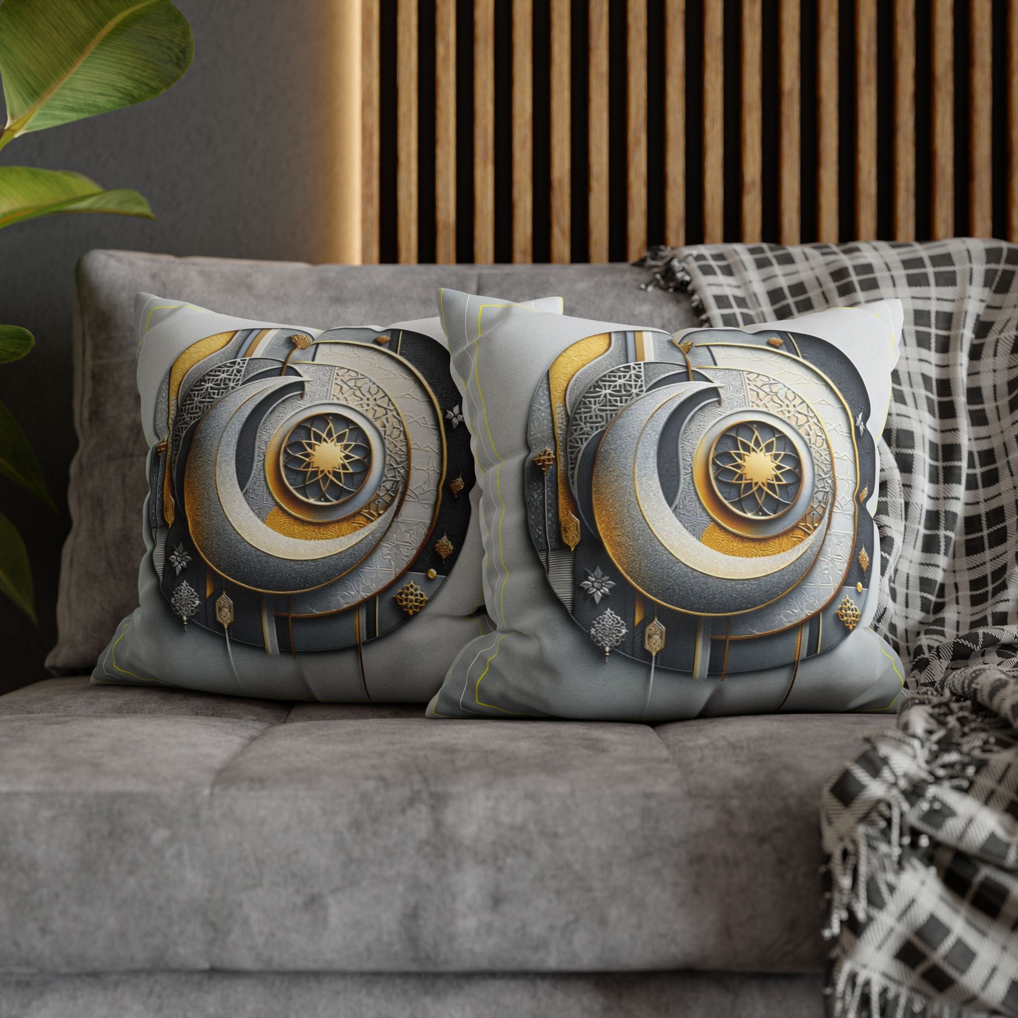 Islamic Art, Light-grey  - Polyester Square Pillowcase