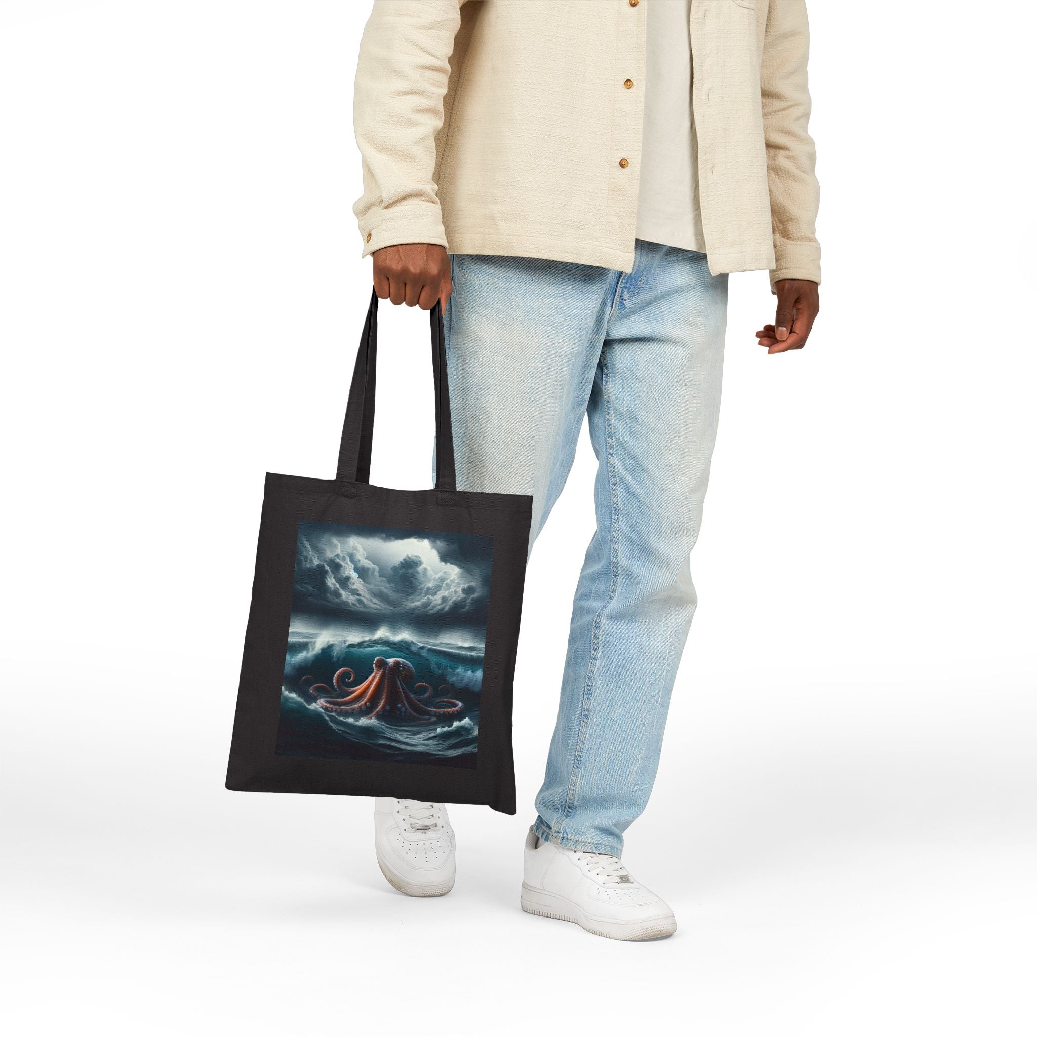 Ocean-Themed Cotton Canvas Tote Bag
