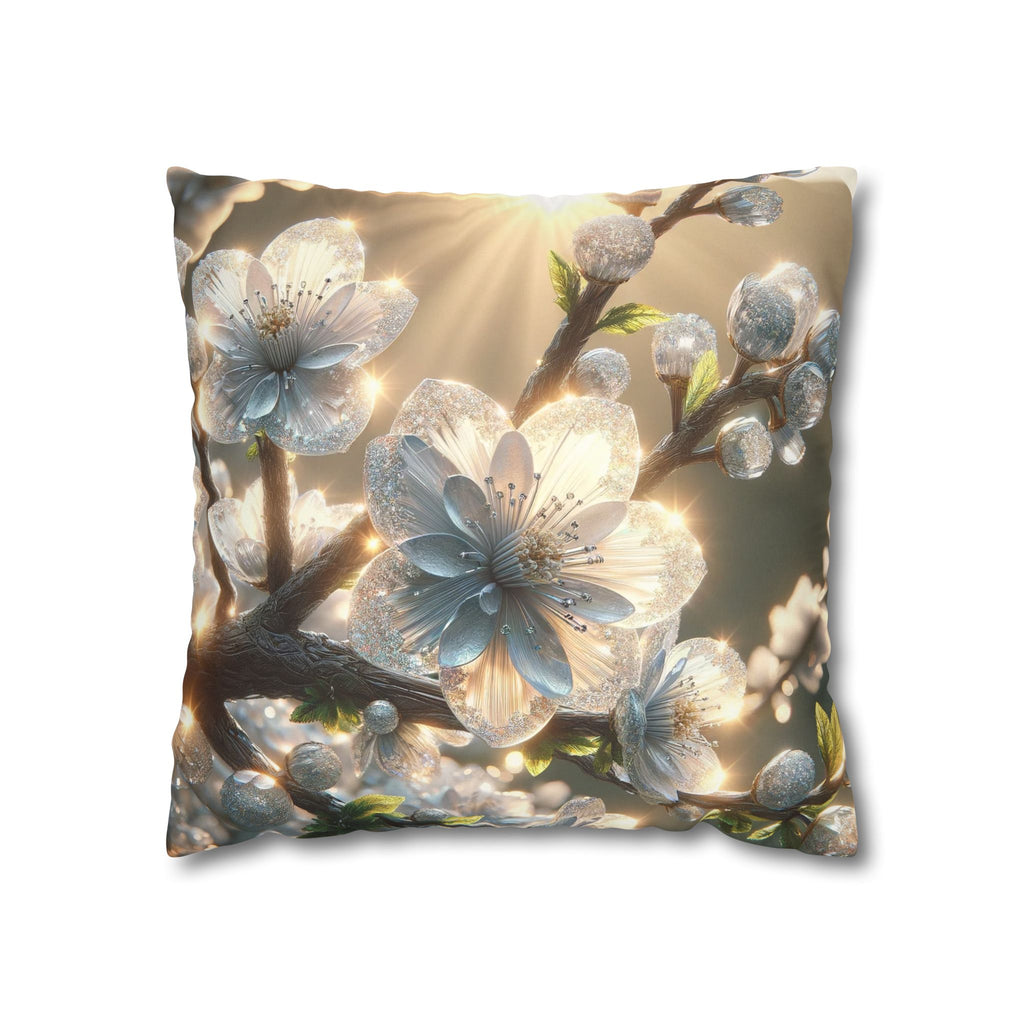Big silver and white flowers - Suede Square Pillowcase