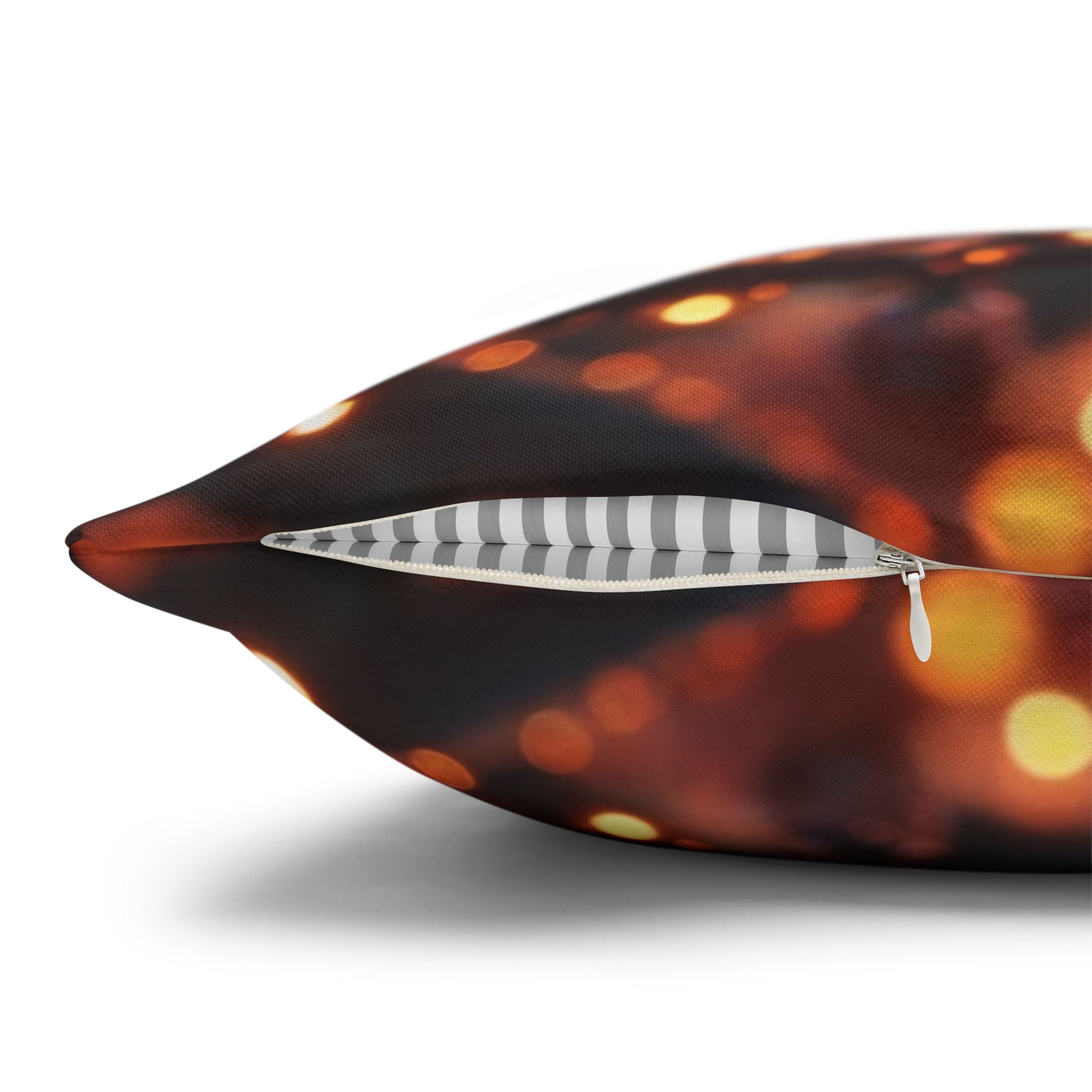 Orange flowers (brown background) - Polyester Square Pillowcase