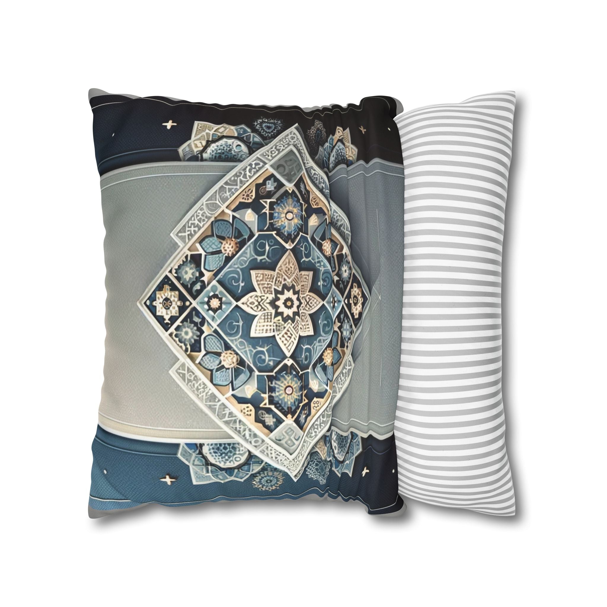 Islamic Art (blue-grey) - Suede Square Pillowcase