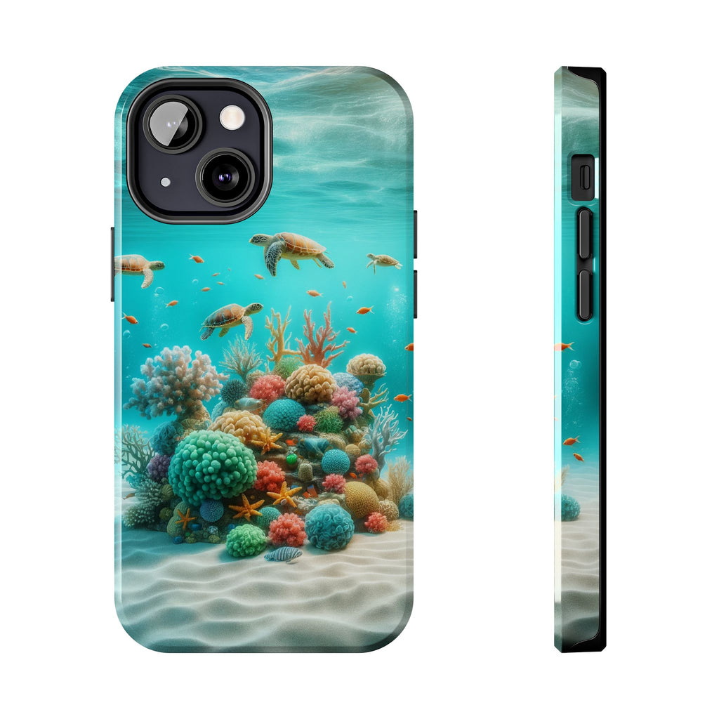 Phone Cases - Turtles on Coral Reef Design