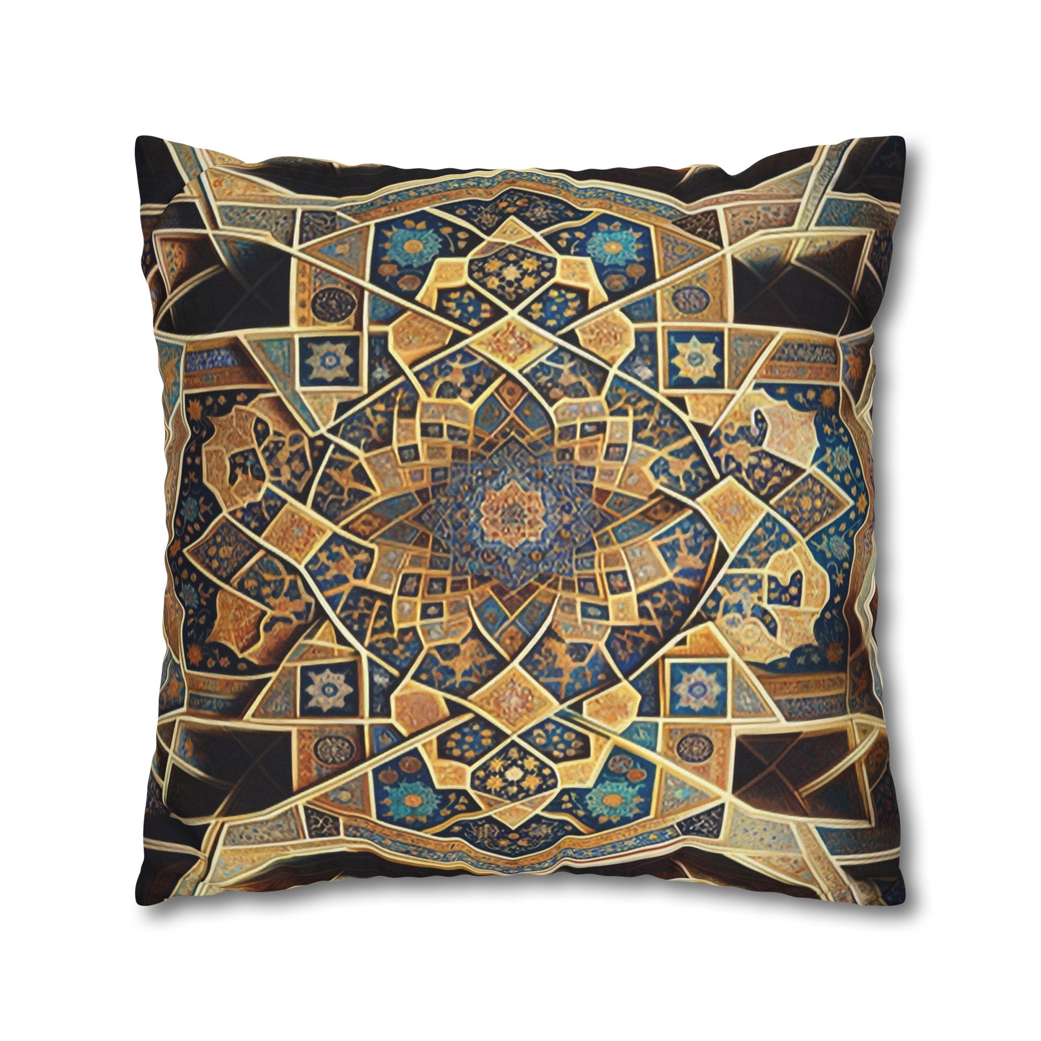 Persian Art, yellow-brown - Polyester Square Pillowcase
