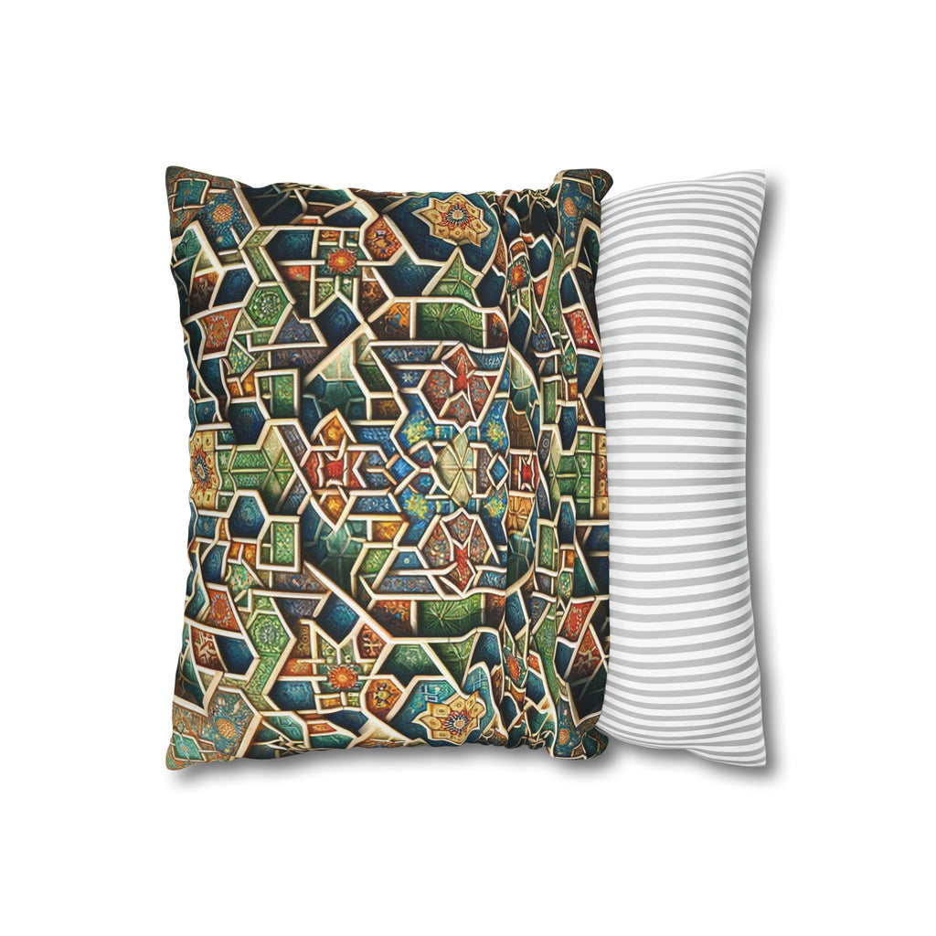 Persian art, orange-green - Polyester Square Pillowcase