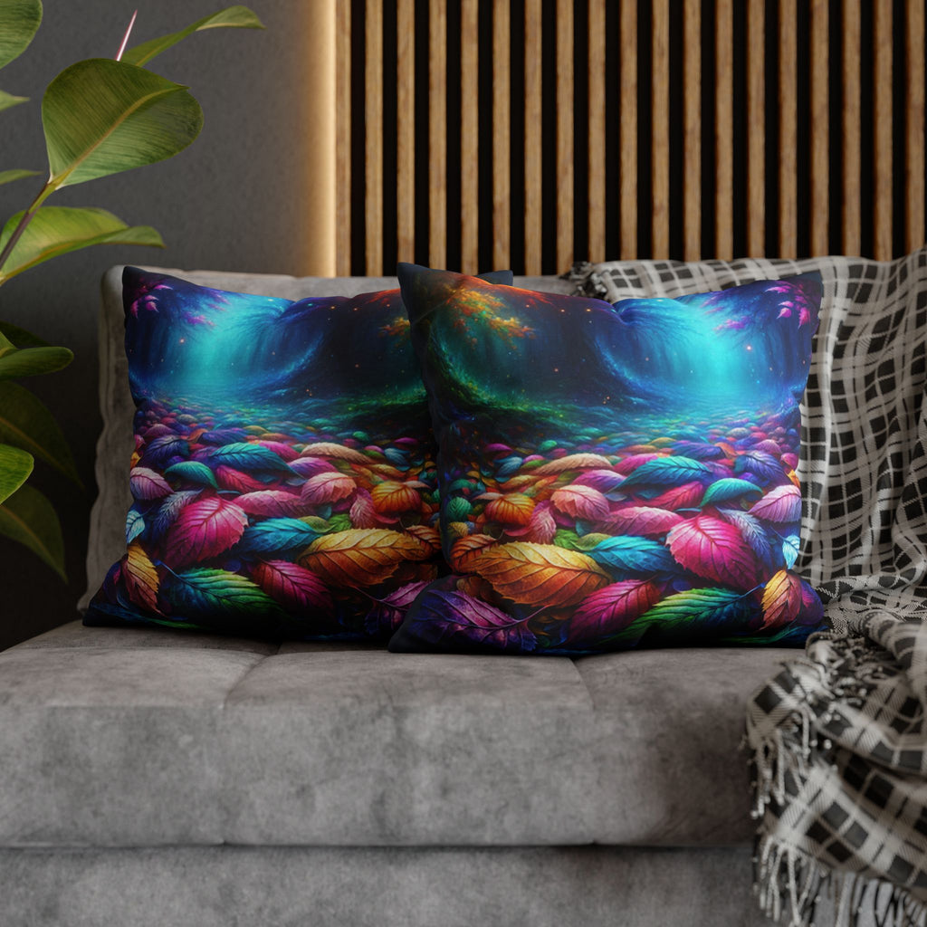 Magical Leaves in a forest-  Polyester Square Pillowcase