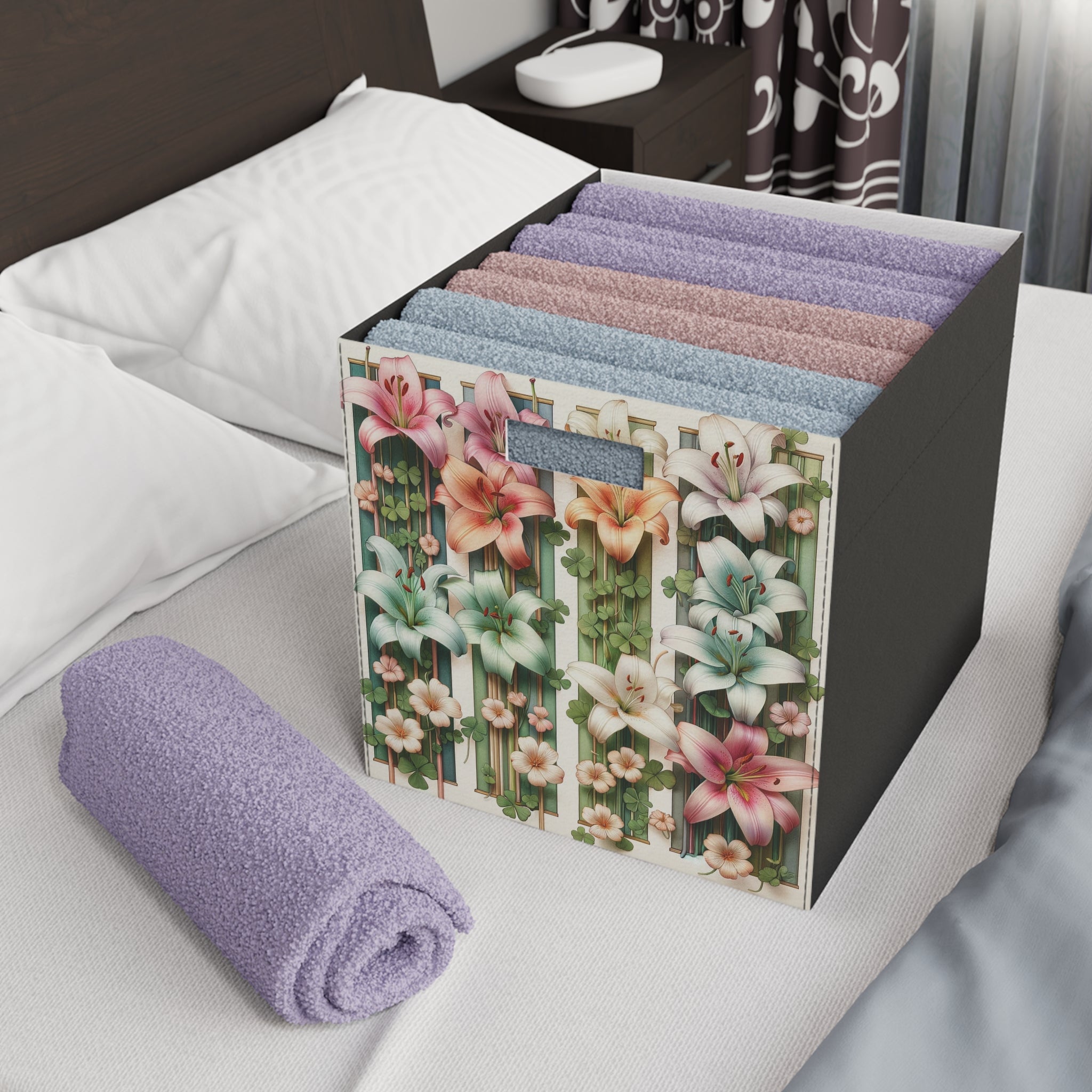 Lilies on green patterns - Storage Box