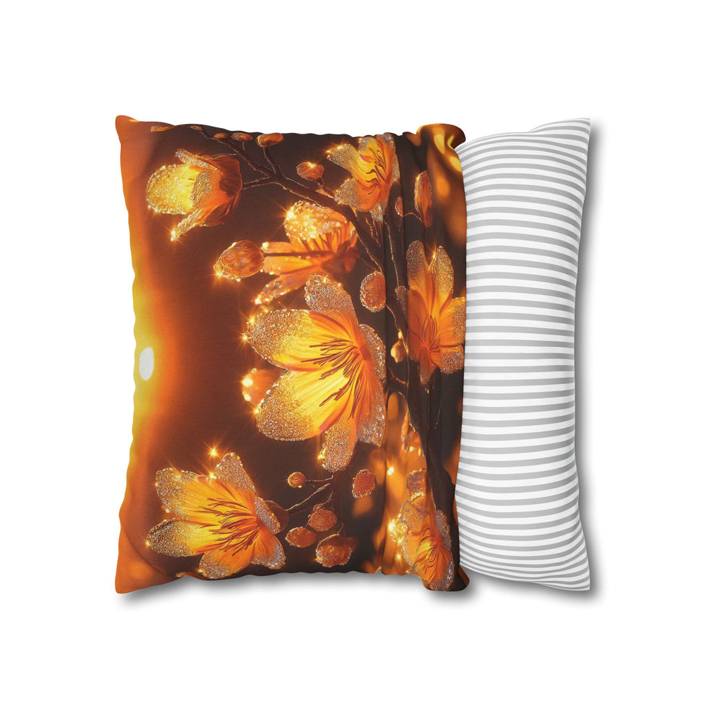 Yellow flowers in sunset - Polyester Square Pillowcase