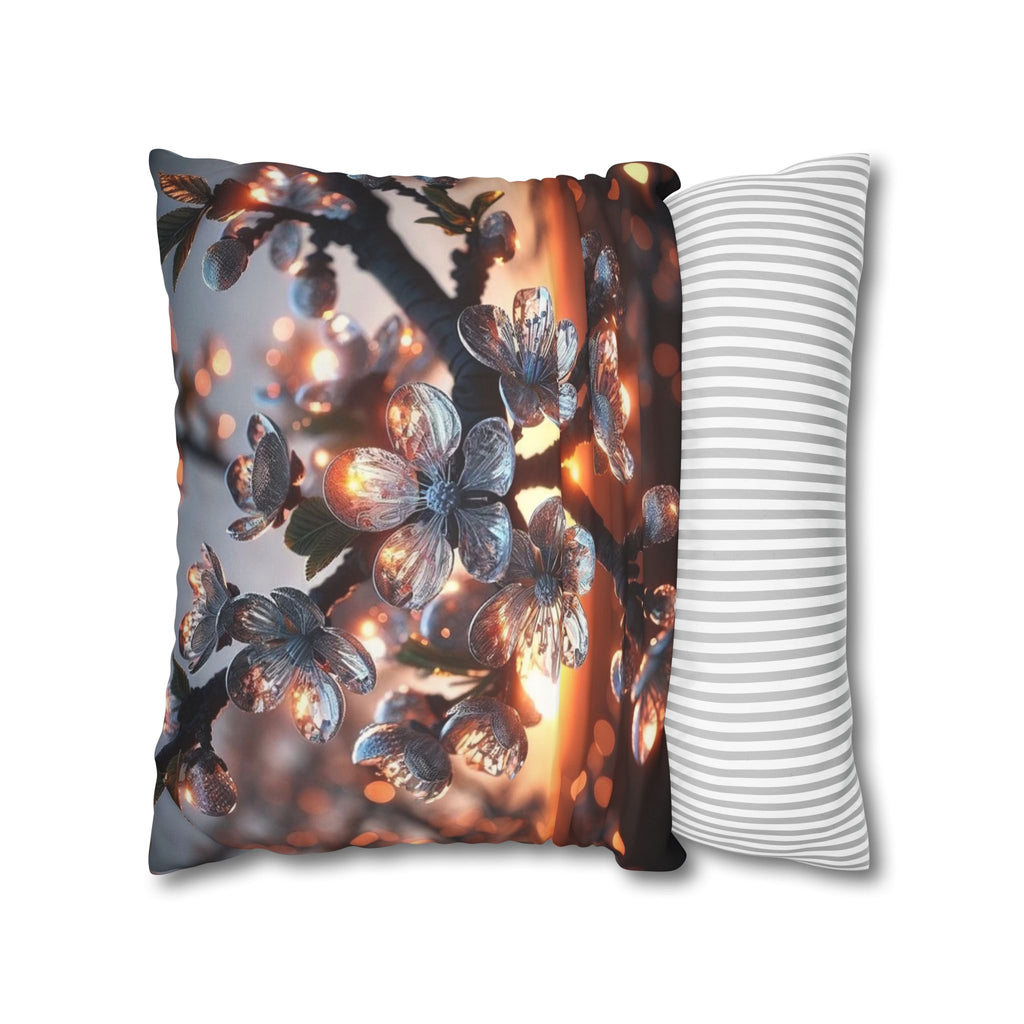 White, diamond flowers (in the evening) - Suede Square Pillowcase
