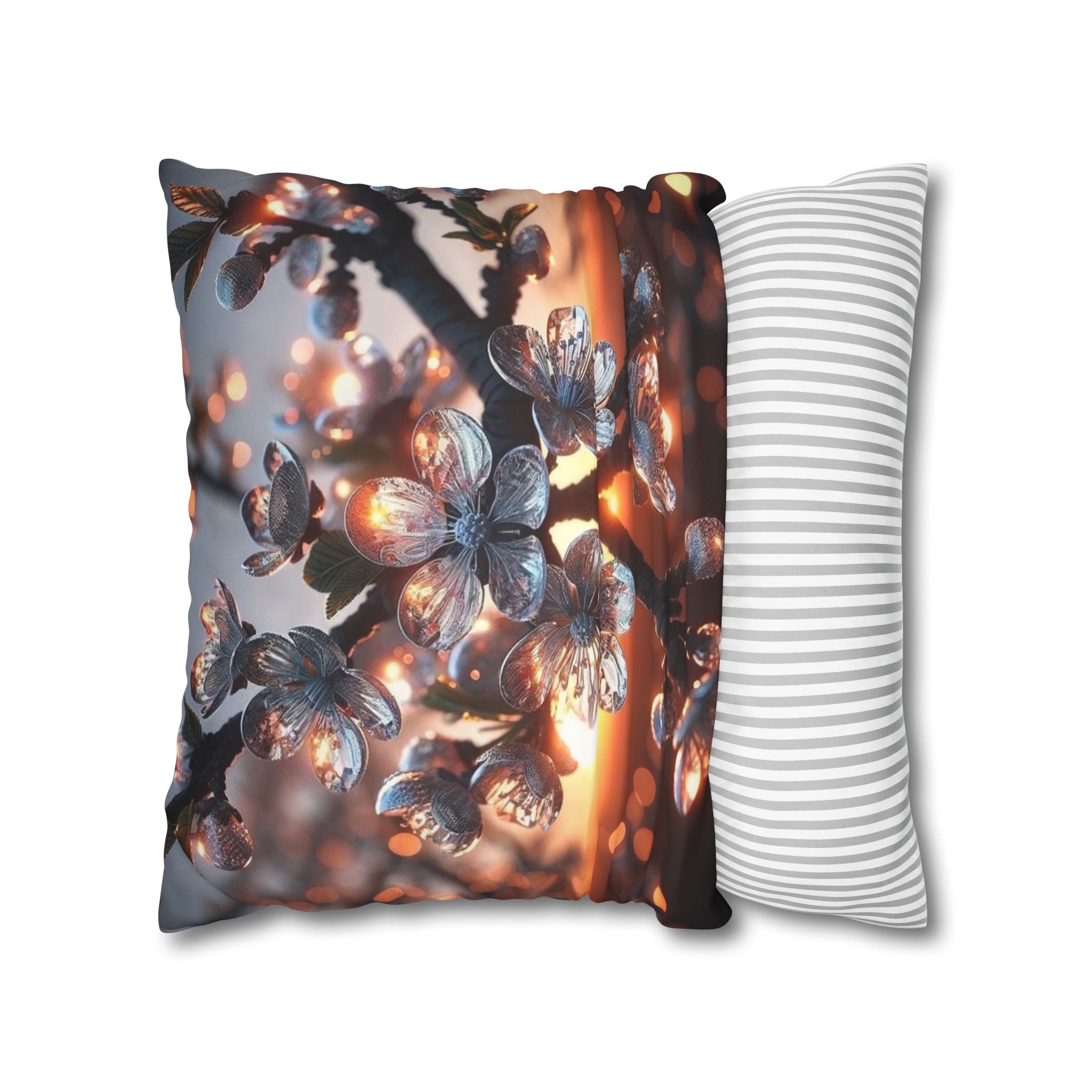 White, diamond flowers (in the evening) - Suede Square Pillowcase