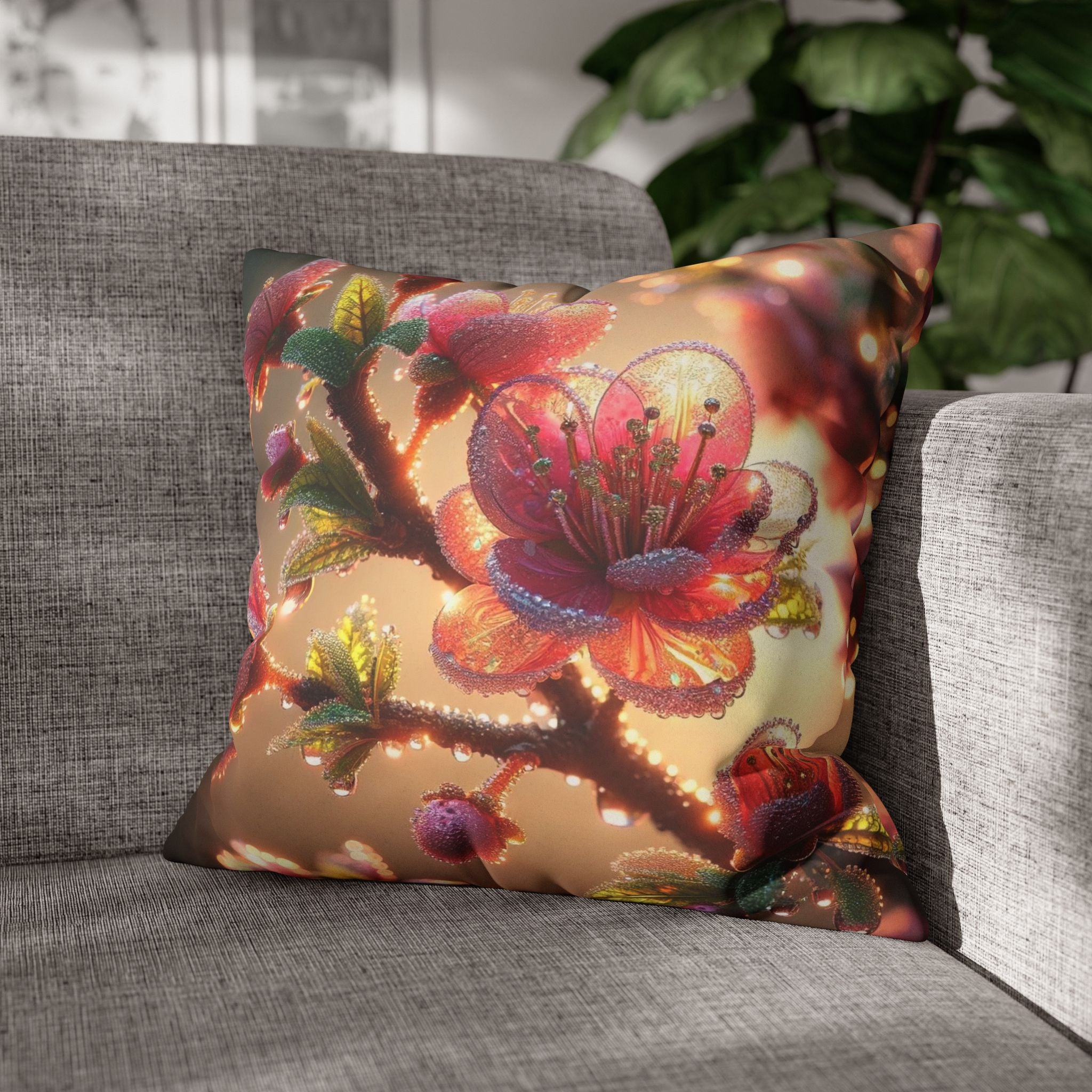 Large Pink flowers - Suede Square Pillowcase