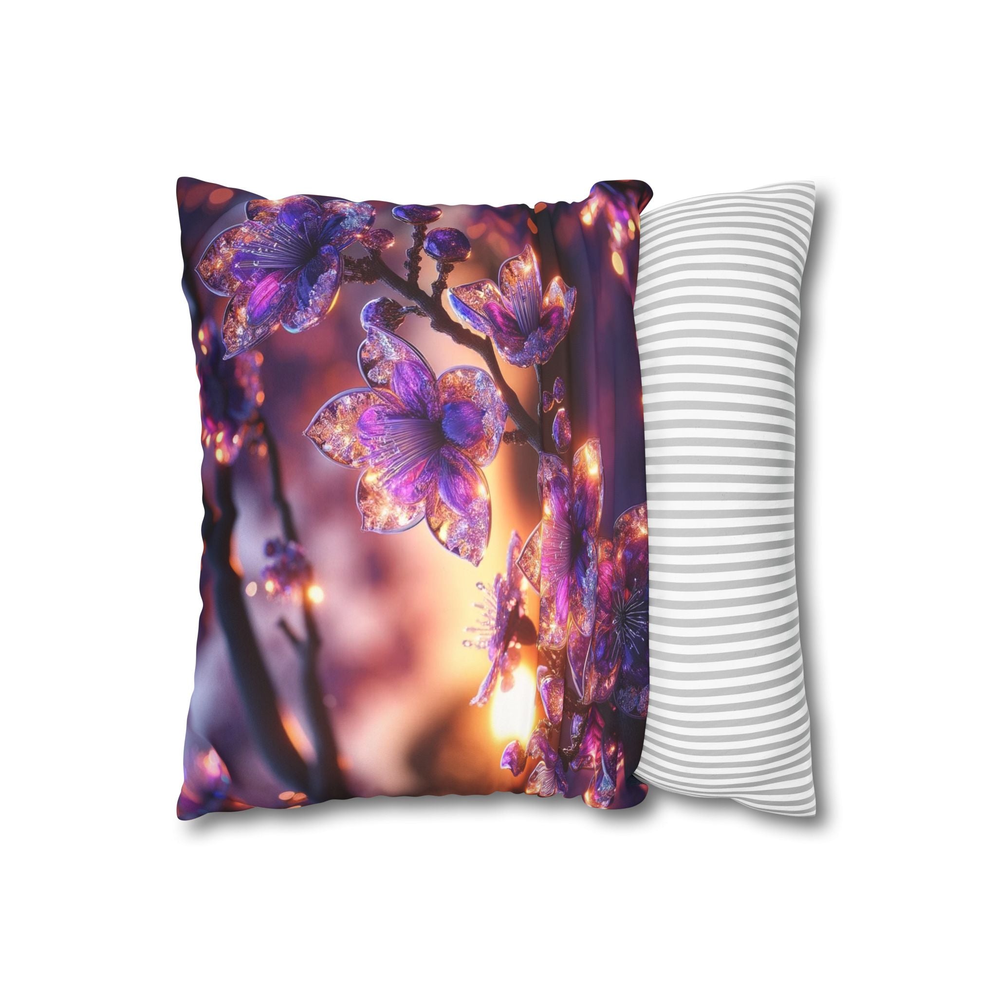 Purple crystal flowers - Suede Square Pillowcase