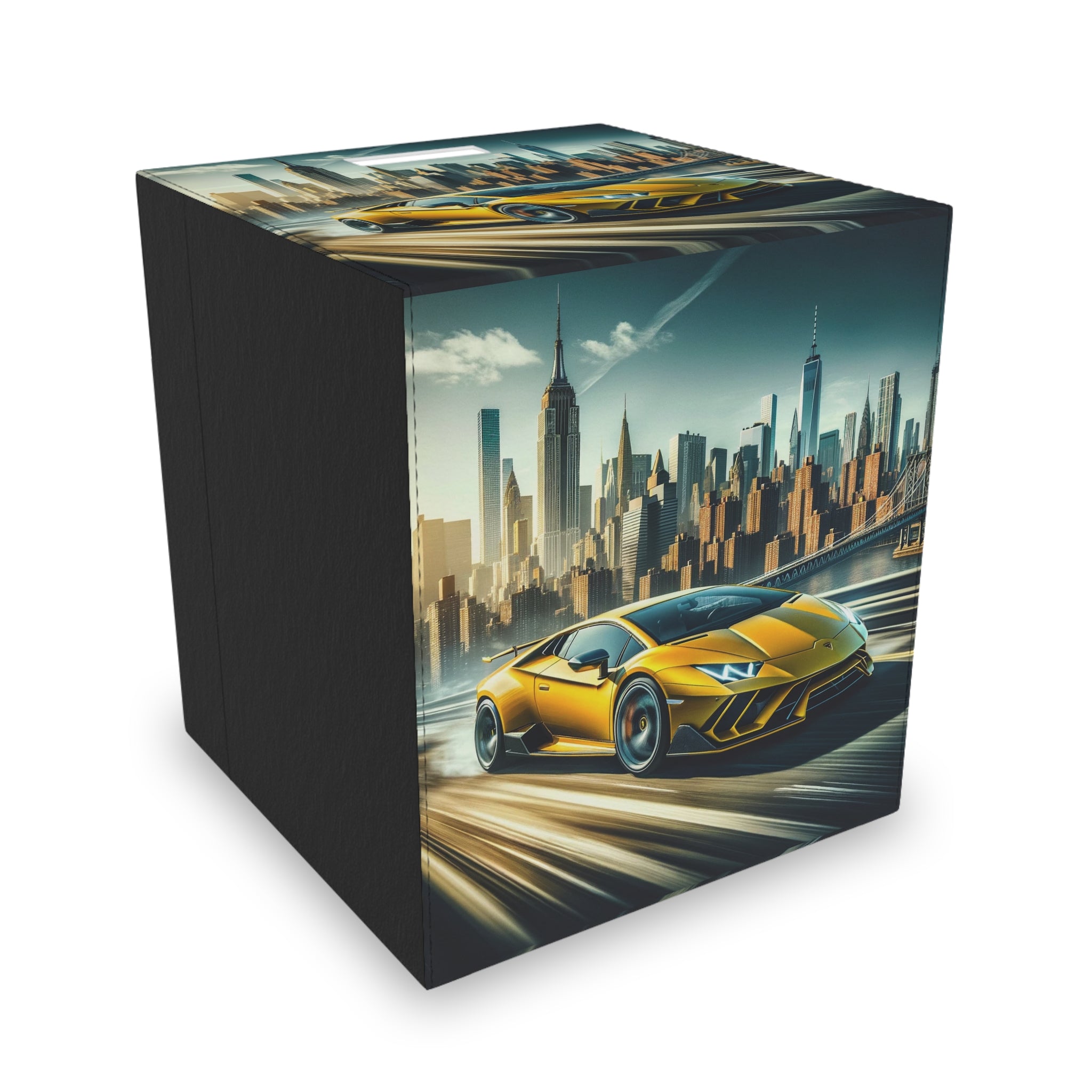Yellow car leaving the city - Storage Box