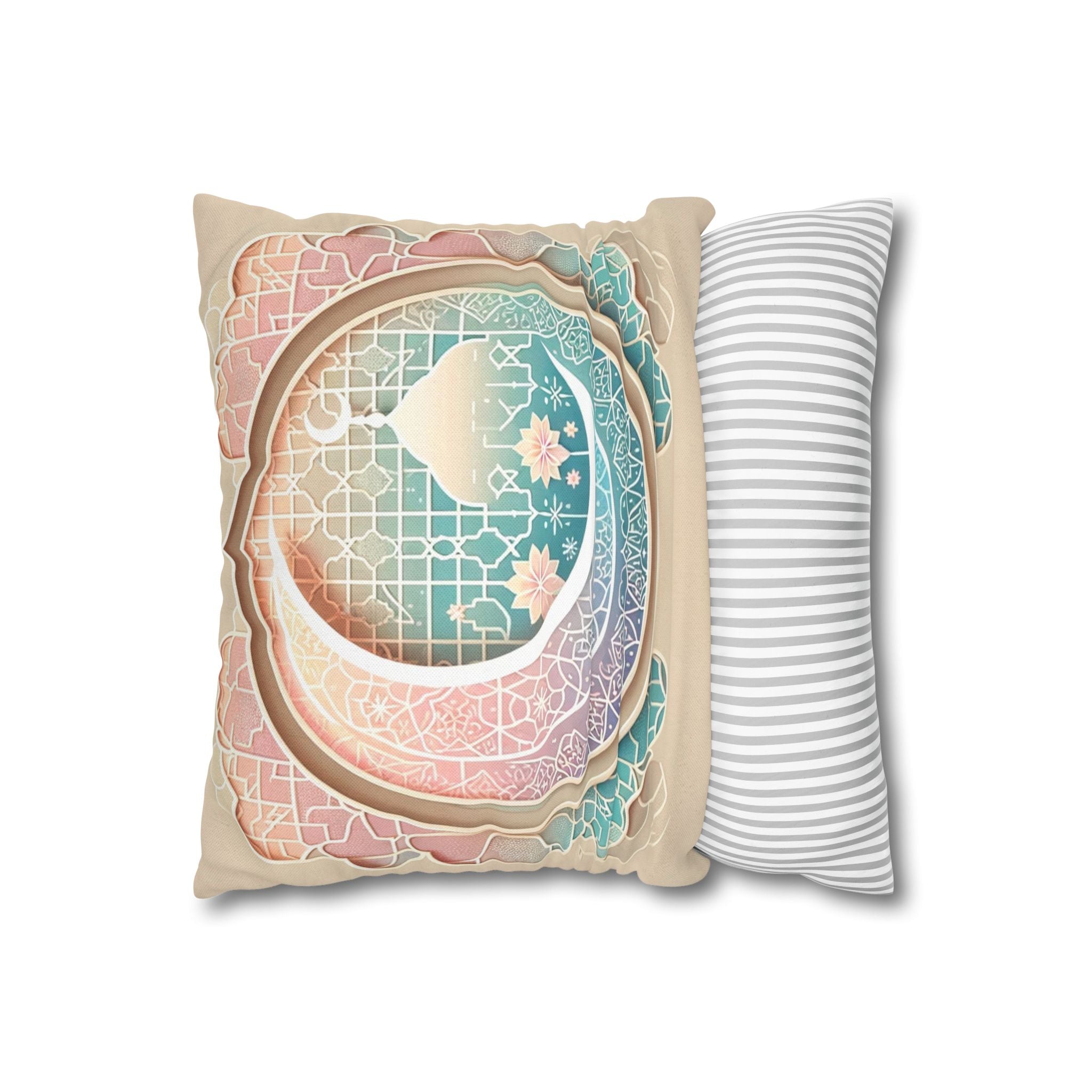Islamic Art - peach coloured - Polyester Square Pillowcase